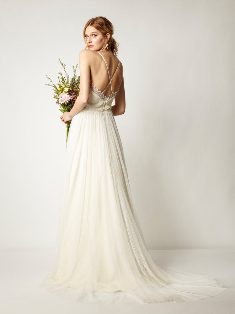 Rembo Styling Silk Bodice with Silk Tulle A-Line Skirt Wedding Dresses Online #Luna