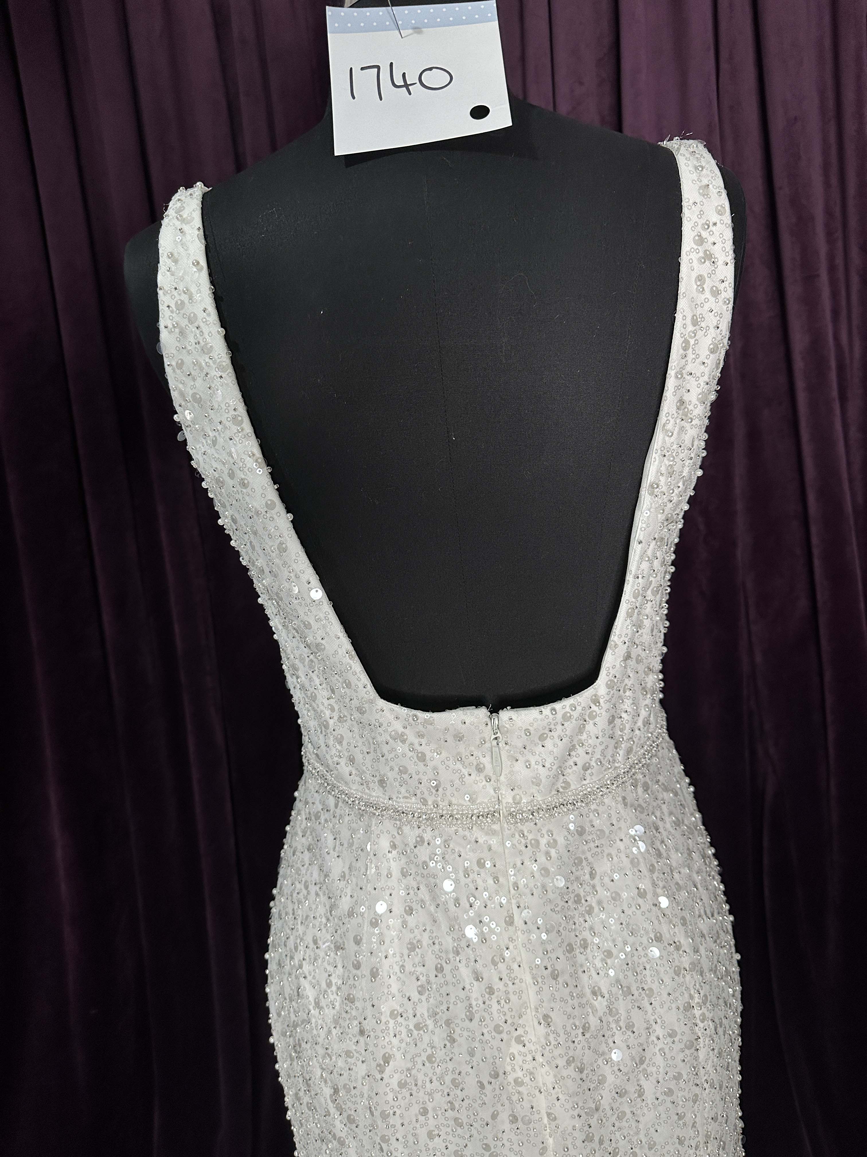 Scoop Neckline with Low Back Made in Bling Fabric Wedding Dresses Online -  #1740