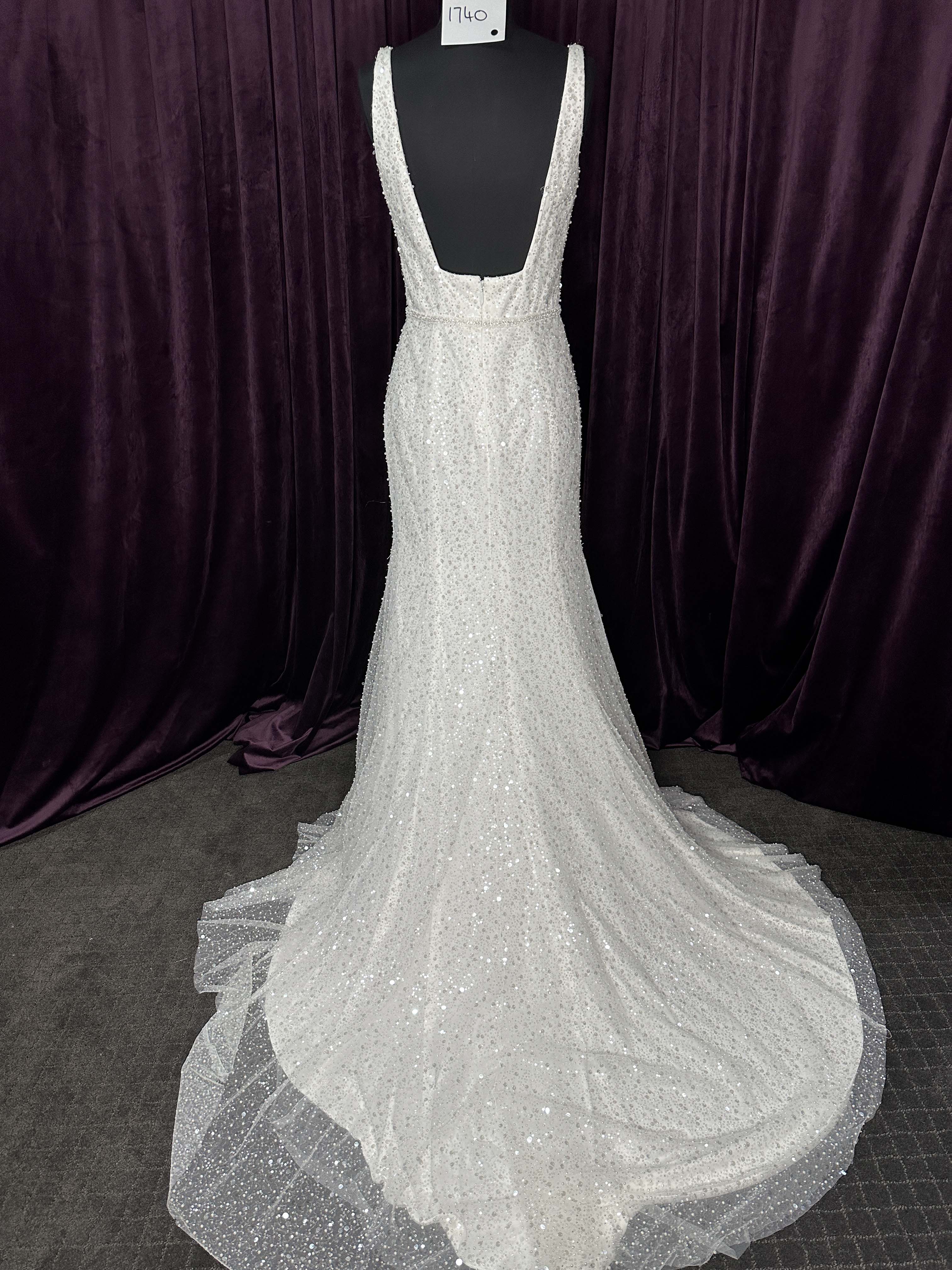 Scoop Neckline with Low Back Made in Bling Fabric Wedding Dresses Online -  #1740