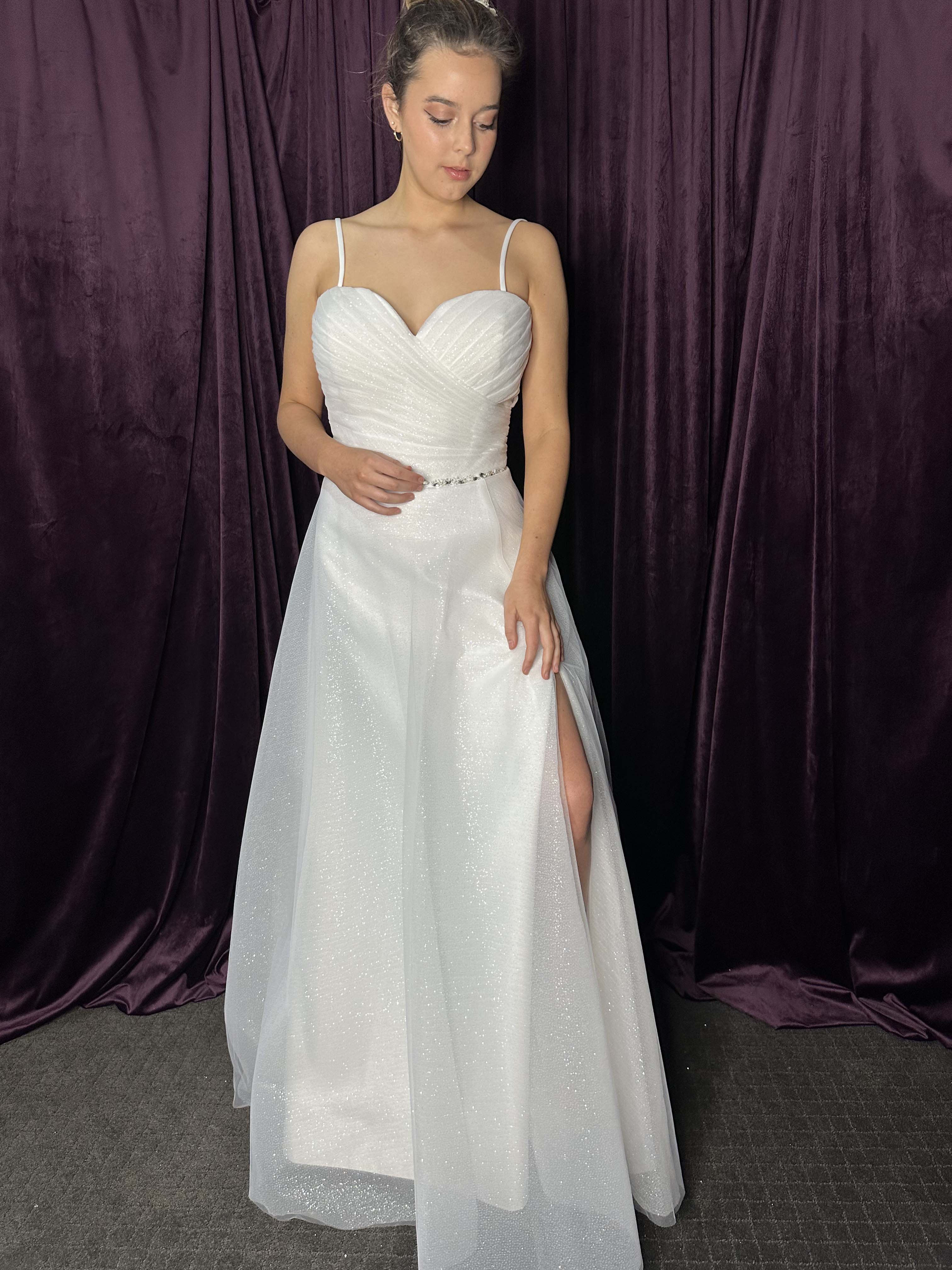 *NEW* Plus Size White Wedding Gown or Debutante Dress, Sweetheart Neckline, Lace Underlay with Soft Tulle Skirt - #1742