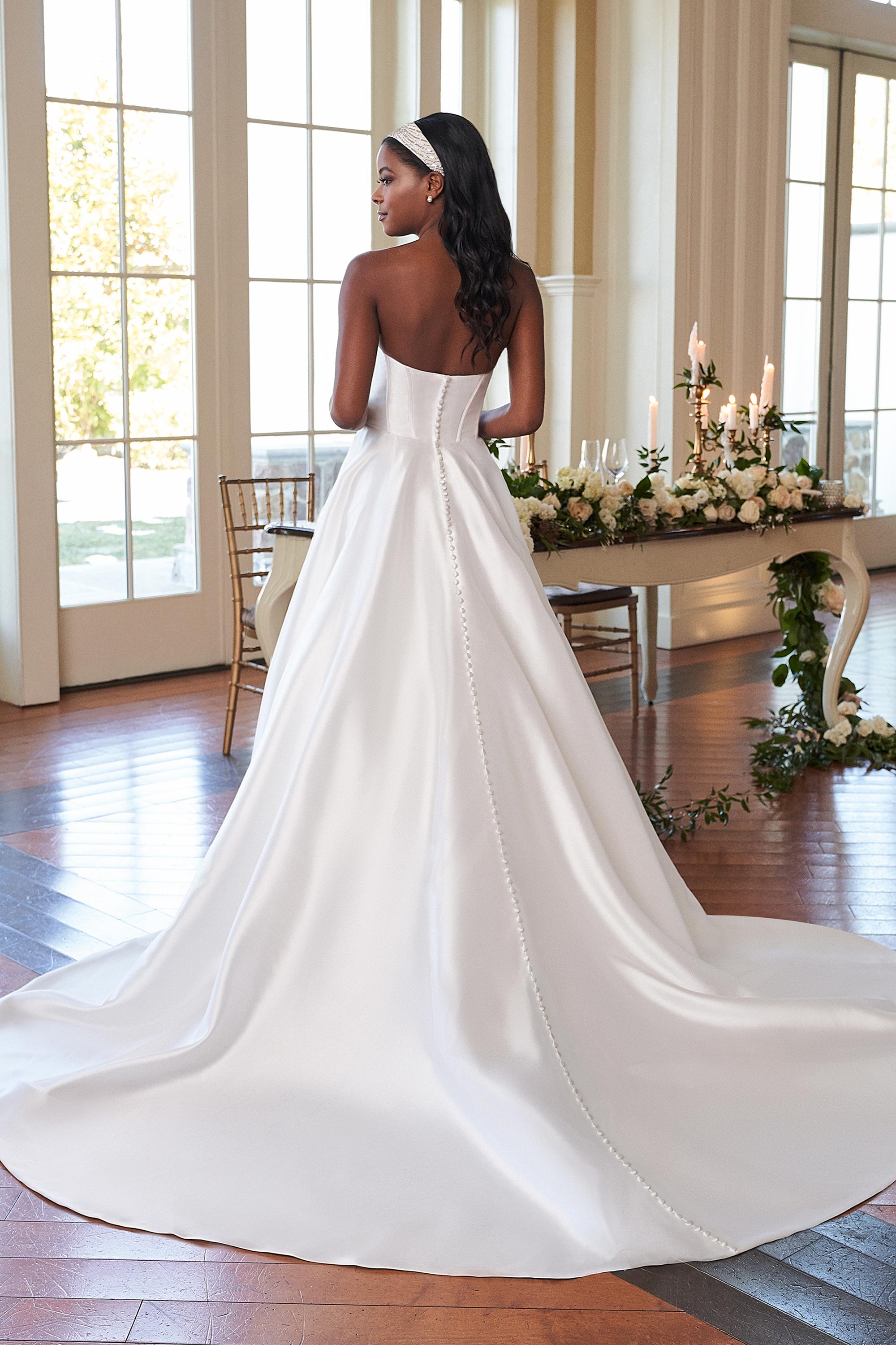 Show Sample: #44292 - Mikado Ball Gown with Smile Neckline