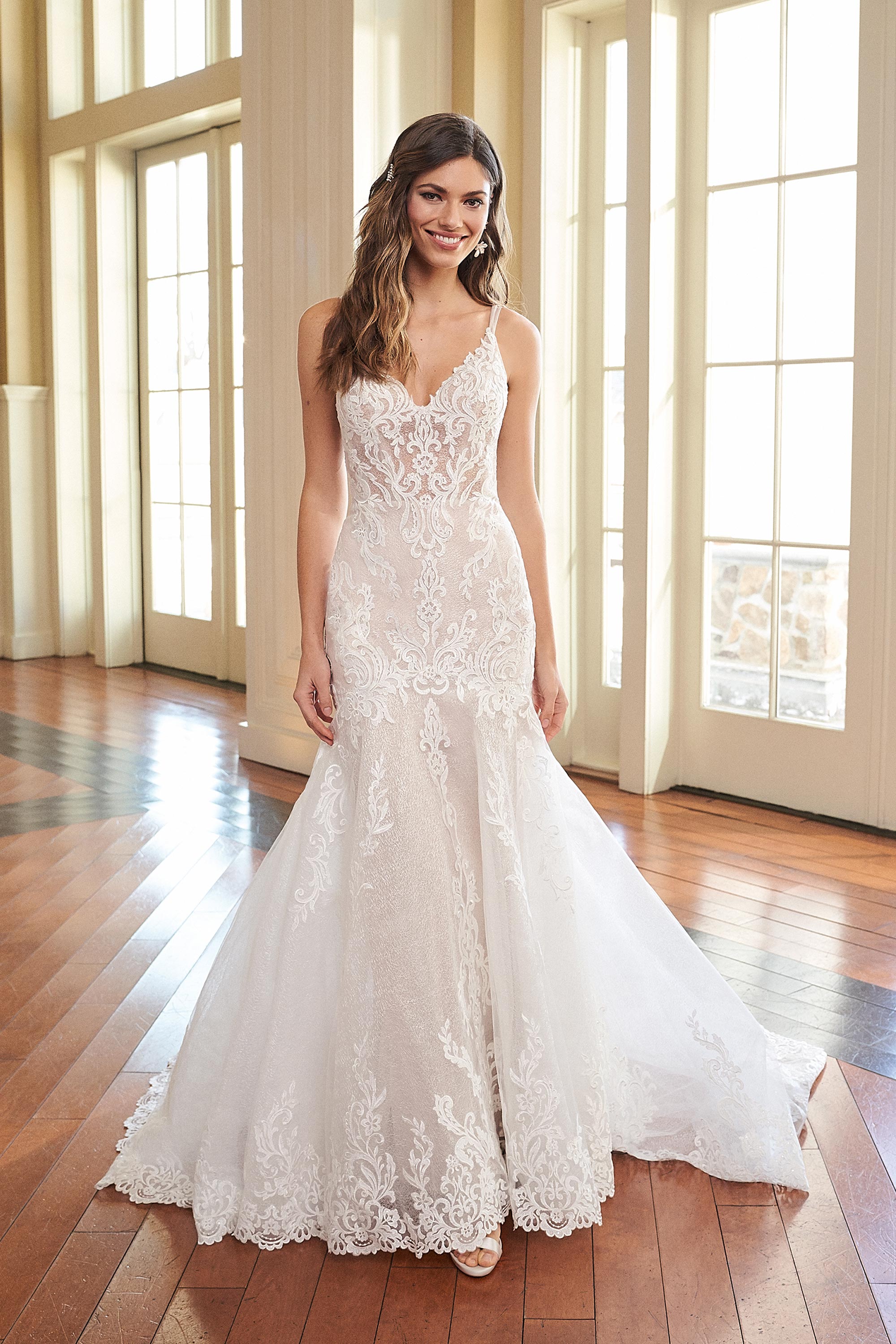 Show Sample: #44307 -  Sincerity Bridal Lace Mermaid Style Unlined Bodice & Detachable Shoulder Bows