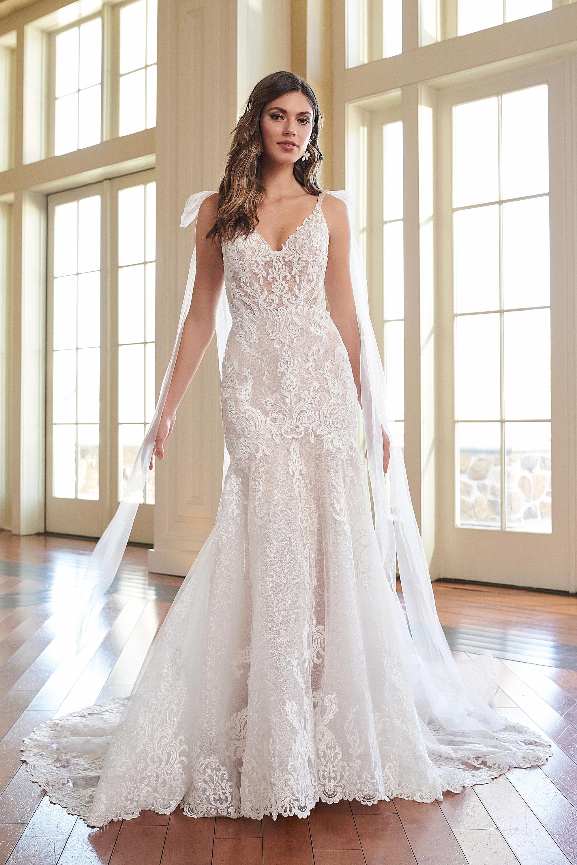 Show Sample: #44307 -  Wedding Dress with Unlined Bodice & Detachable Shoulder Bows