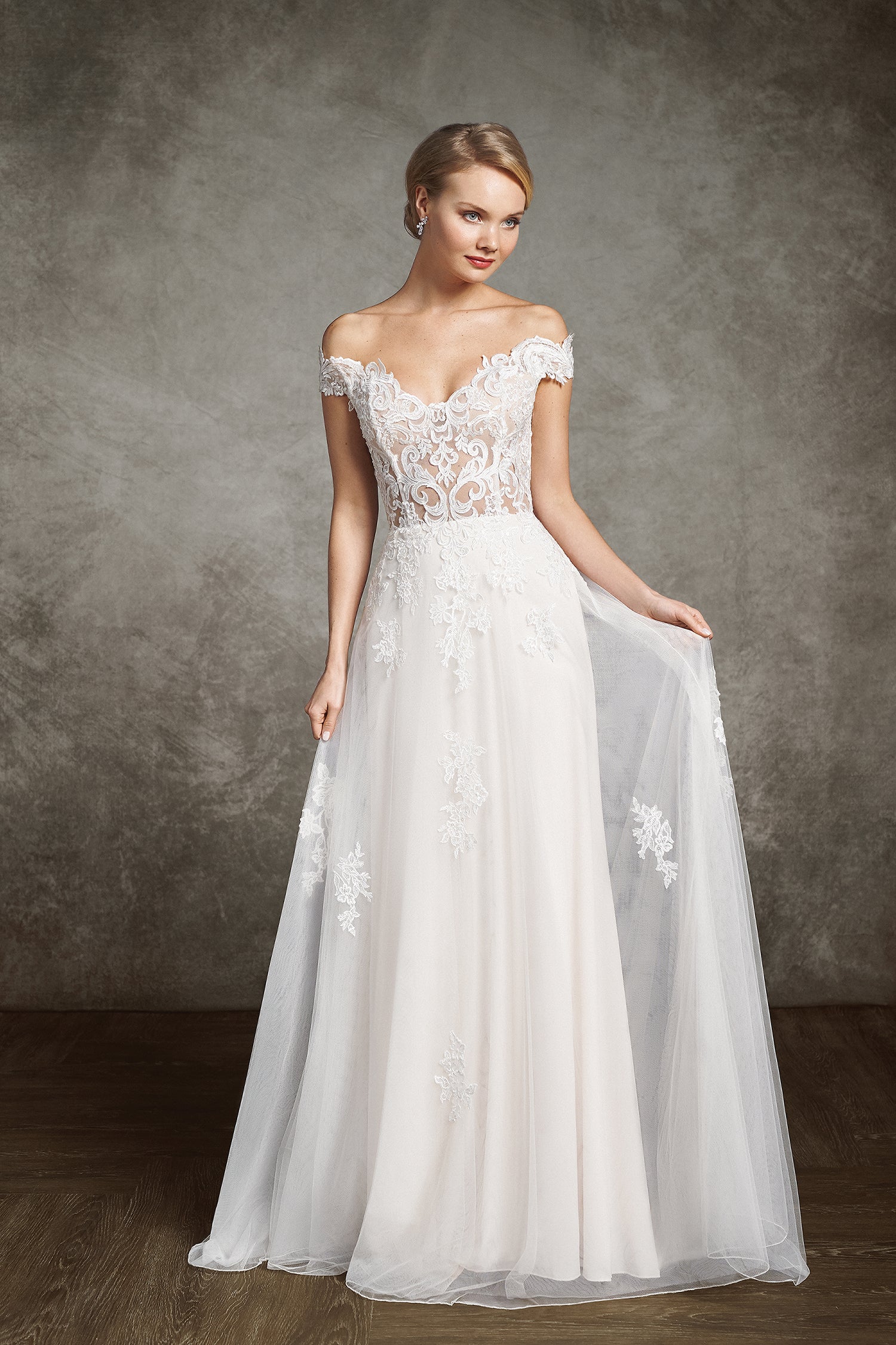 Soft A-line Tulle with Lace Illusion Bodice  - #55073