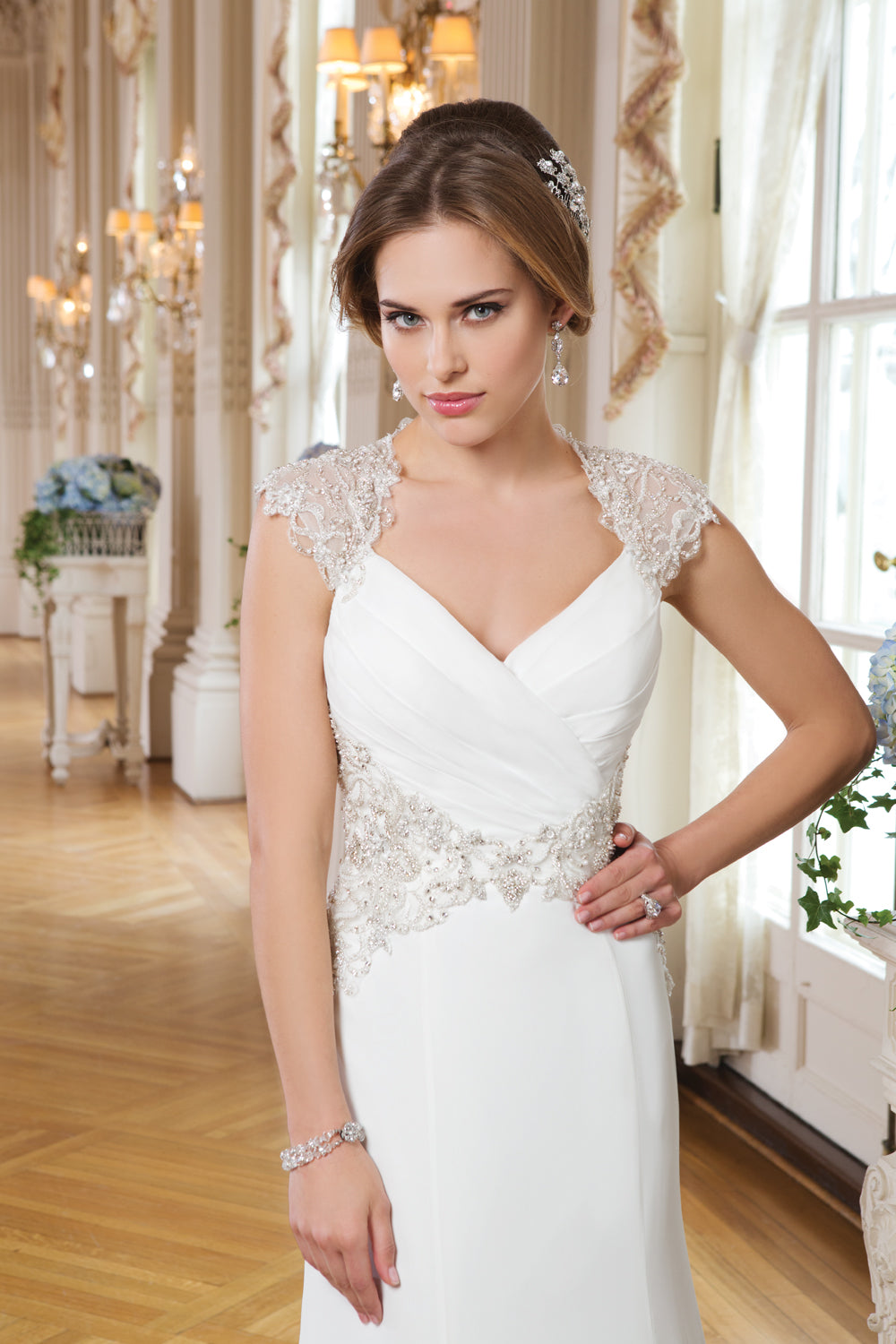 Lillian West Chiffon Fit & Flair with Bling - #6340