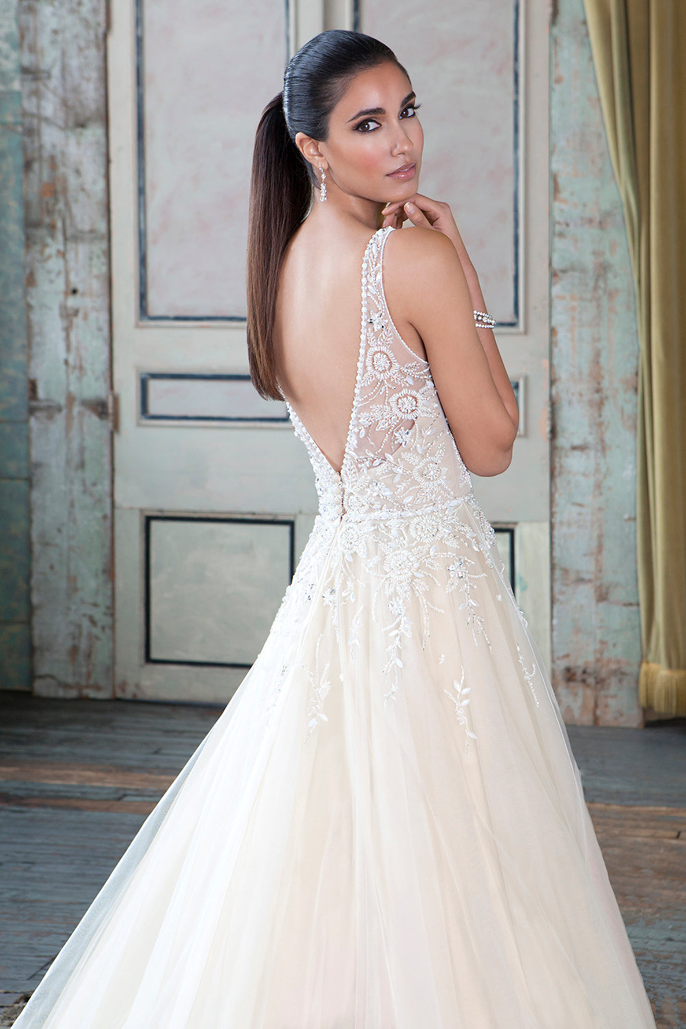Justin Alexander Signature Size 20 Tulle Ball Gown with Hand Beaded Bodice- #9795
