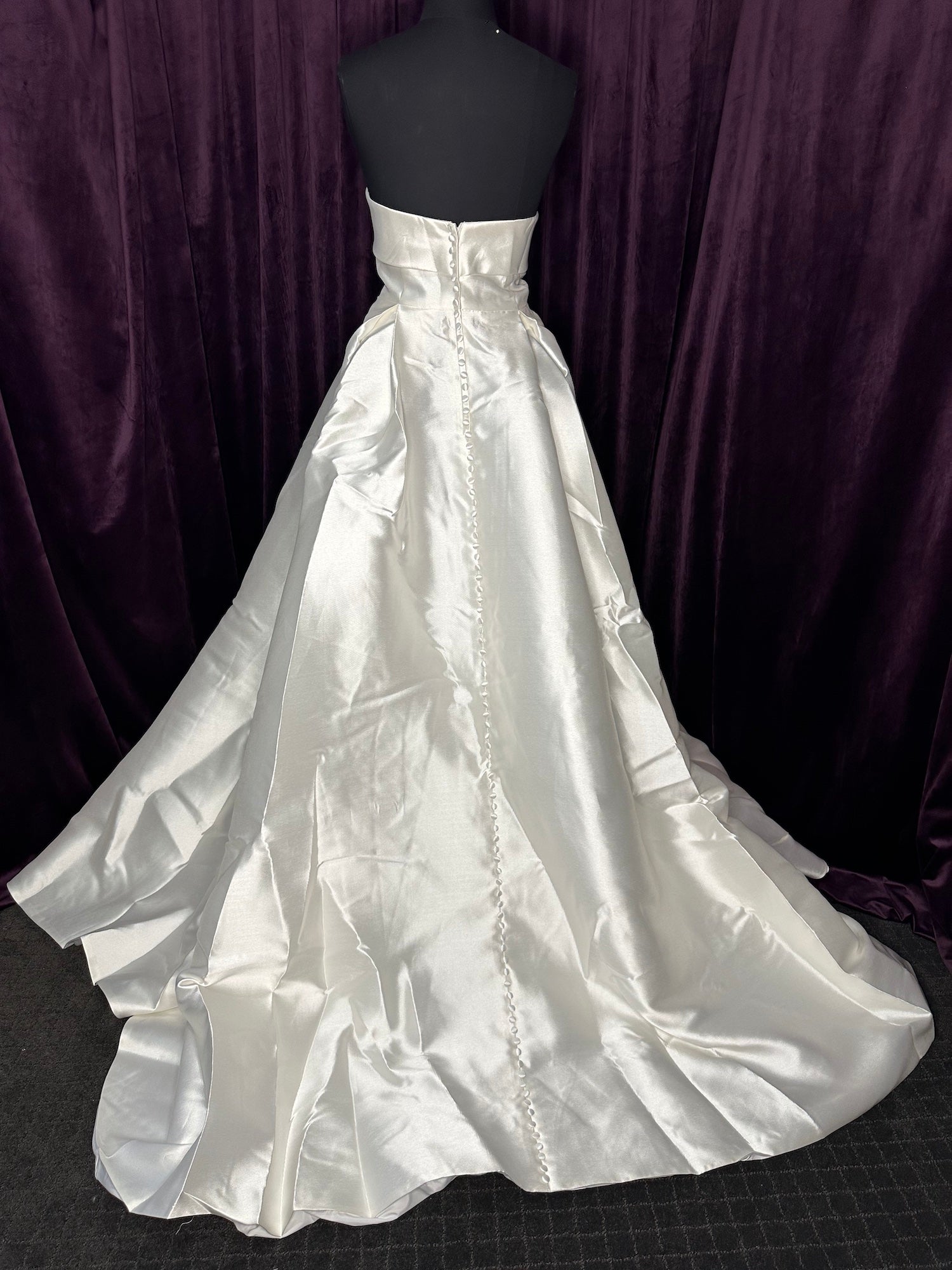 *NEW* Designer Wedding Gown Mikado Strapless Box Pleat Skirt with Buttons - #1273T