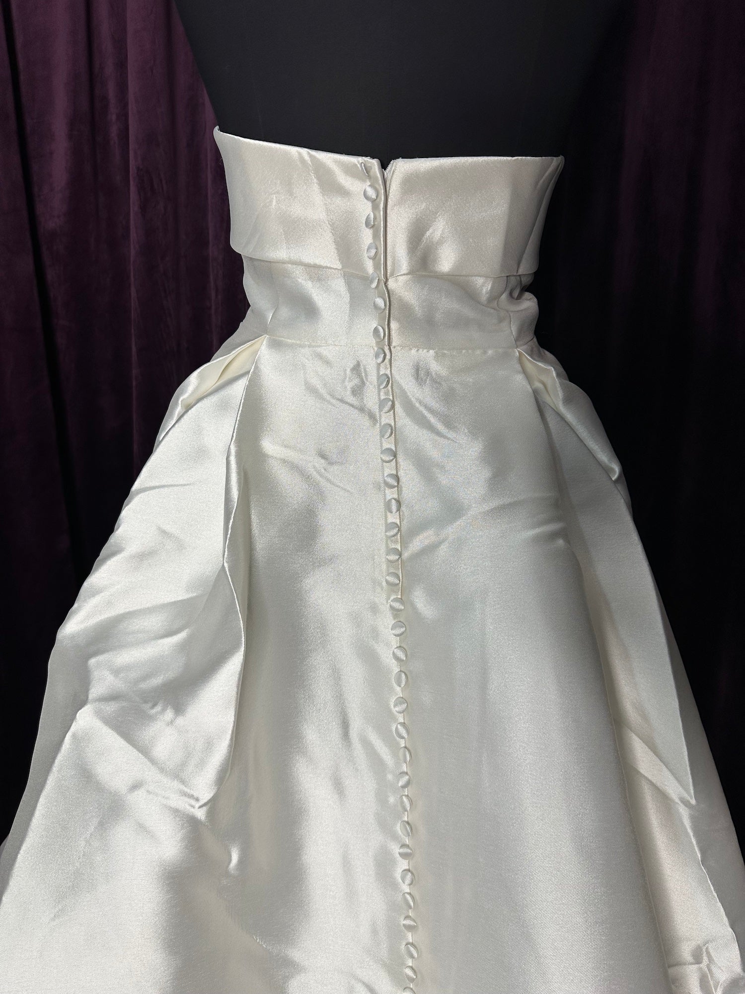 *NEW* Designer Wedding Gown Mikado Strapless Box Pleat Skirt with Buttons - #1273T