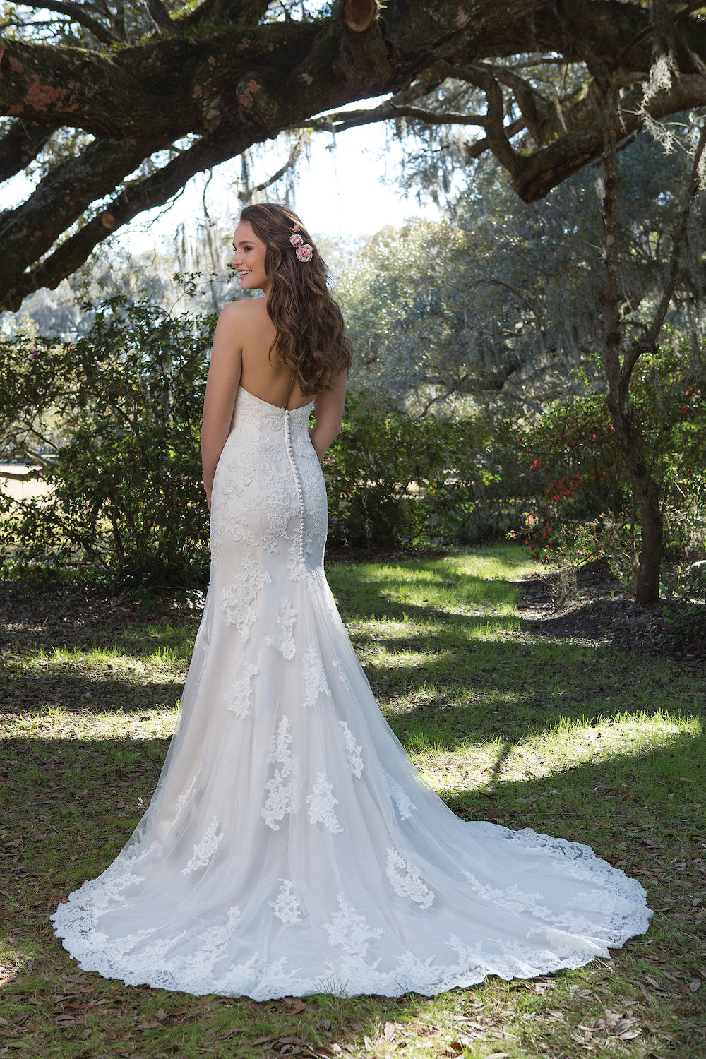 Sand/Ivory Satin Lace Tulle Wedding Dress #6167 - Sweetheart Neckline, Fabulous Structure, Designer Sample at Great Prices