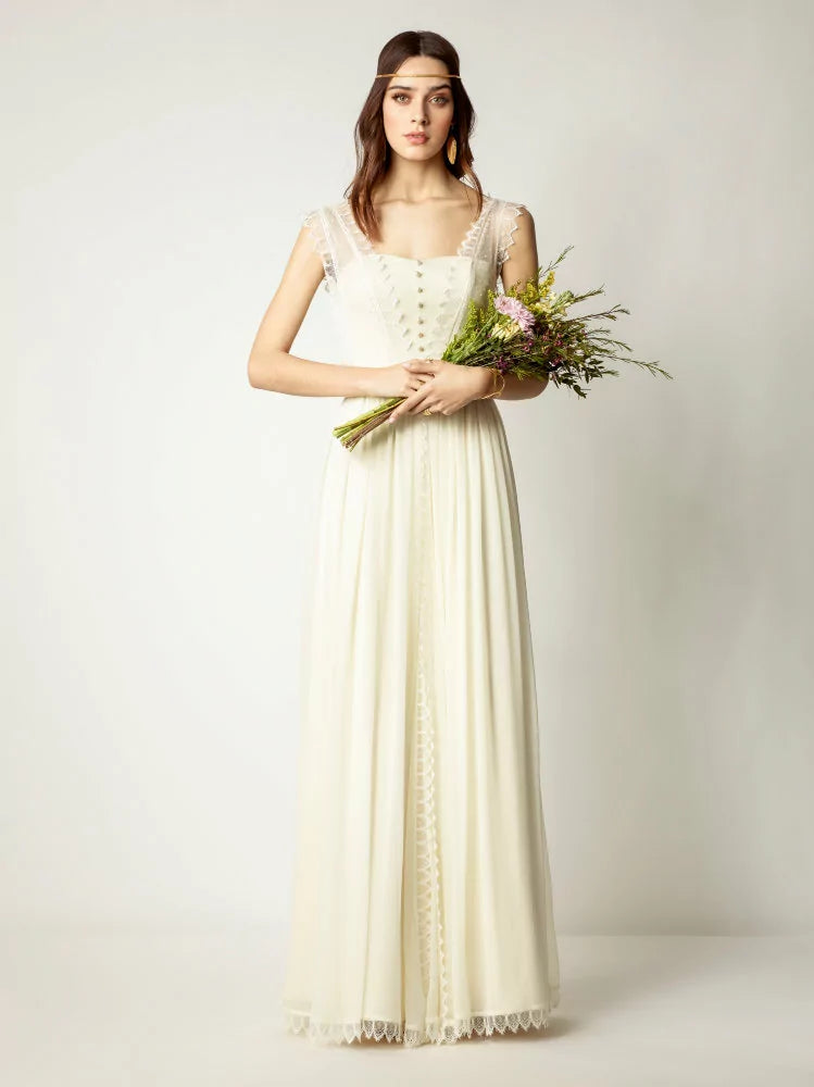 cream empire line dress VTG 1950's/60's Silk Taffeta Handmade Small Label Gown Ivory Cream Empire Waist