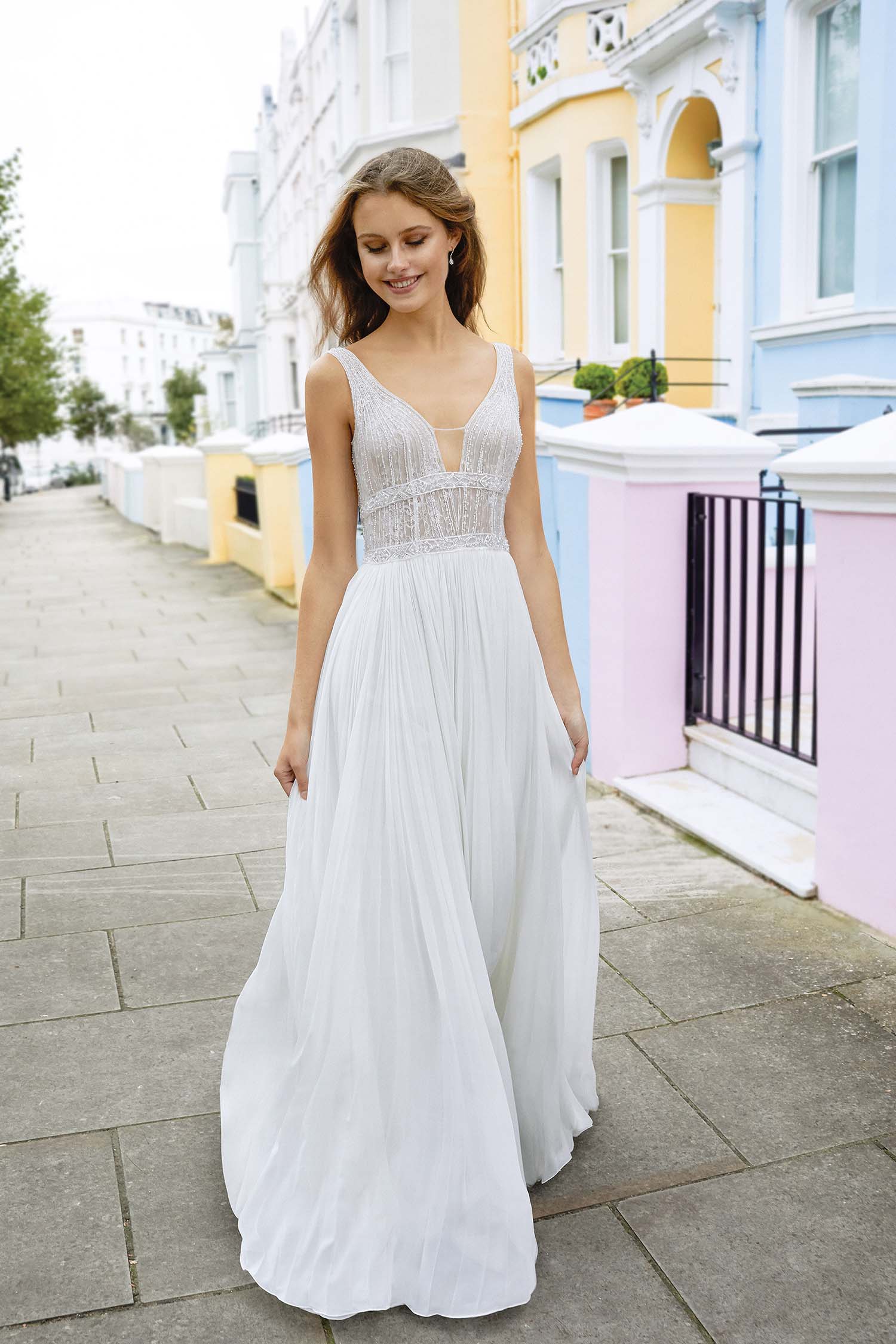 NEW* Adore by Justin Alexander V Neckline with Beaded Belts and a Chi NEW* Adore by Justin Alexander V Neckline with Beaded Belts and a Chi