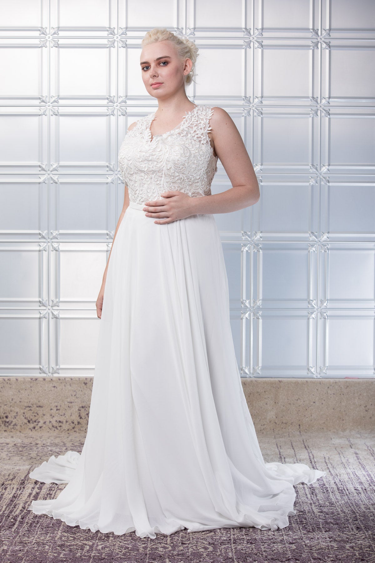 Lace & Chiffon Wedding Gown - #V1130