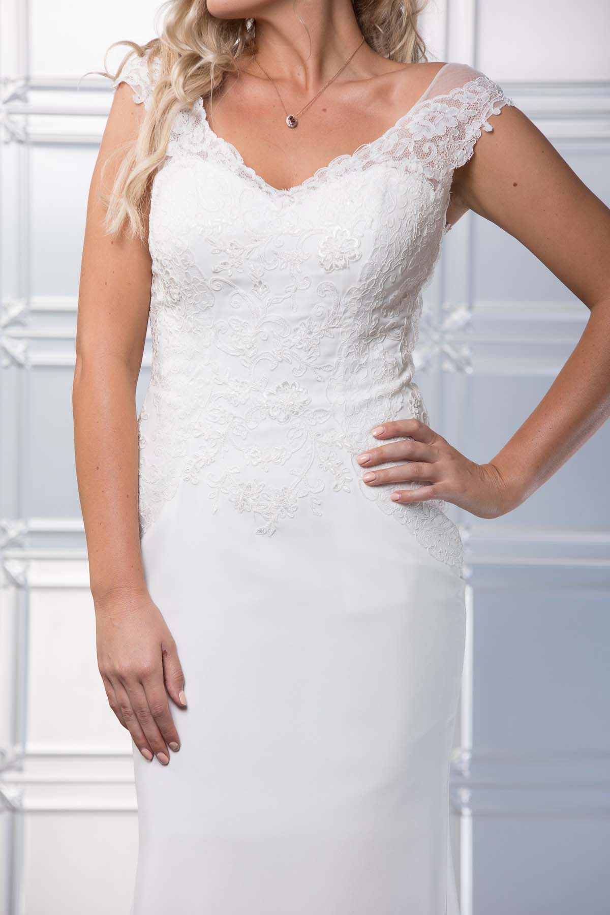 Plus Size Mermaid V Neckline V Back with Lace & Chiffon Gown Size 24- #1158