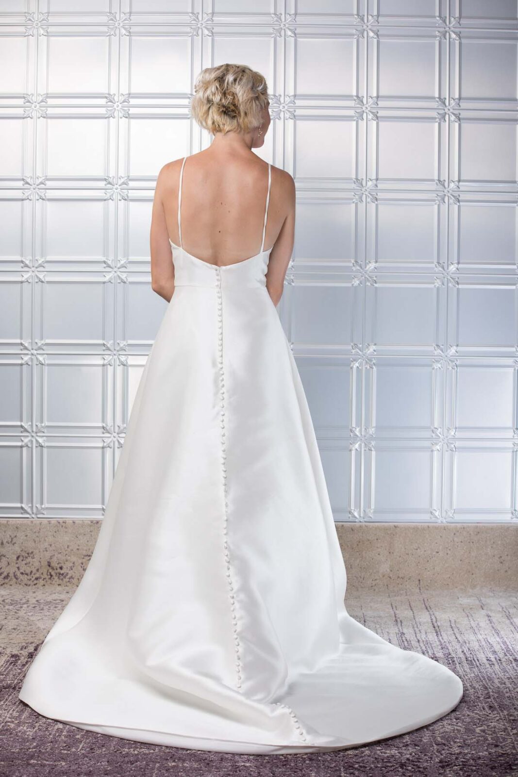 Mikado V Neckline A-Line Wedding Dresses Online -  #1160V