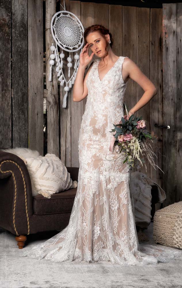 Low Back V-Neckline Lace Mermaid Wedding Dress Online - #1211 Low Back V-Neckline Lace Mermaid Wedding Dress Online - #1211