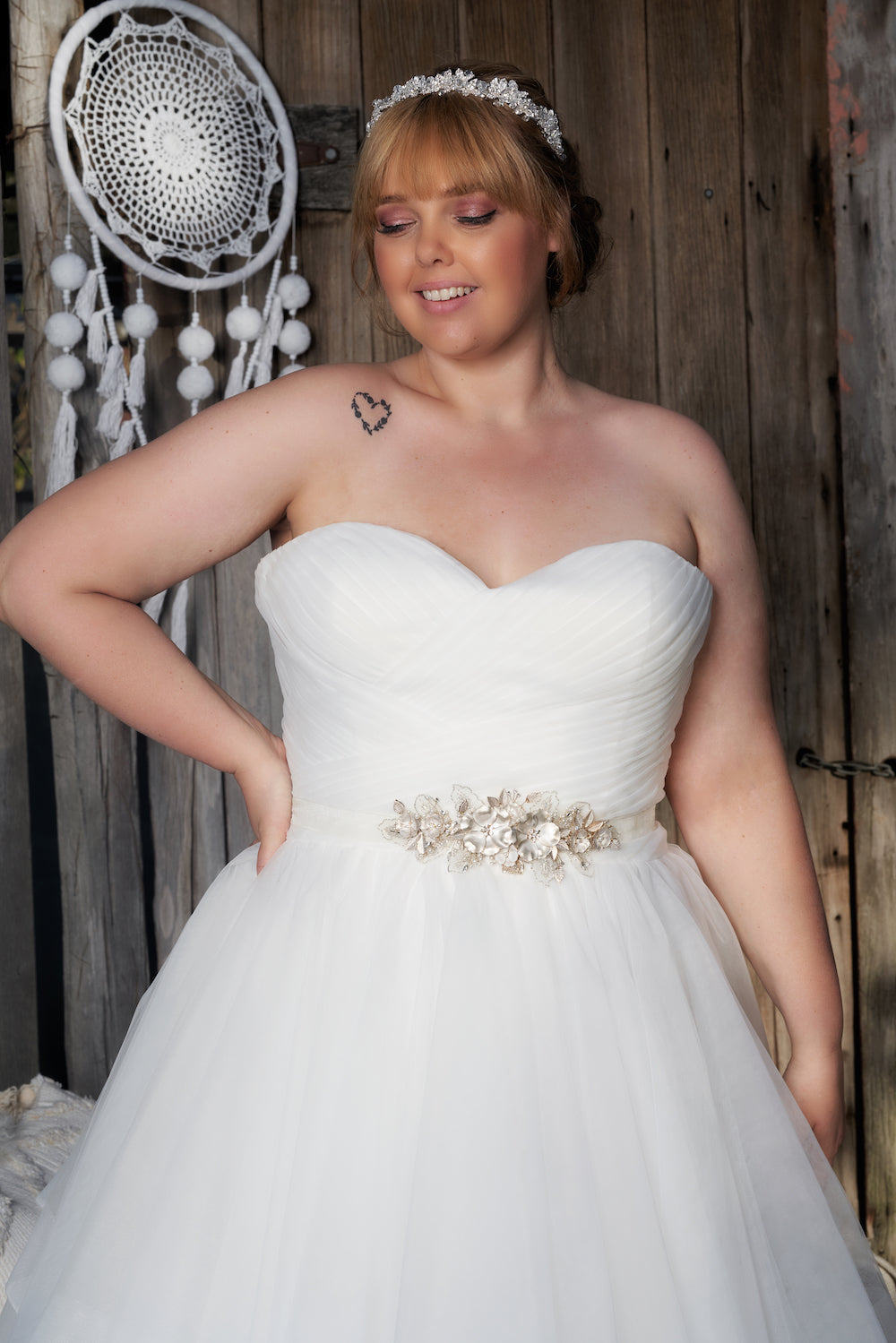 *NEW* Plus Size Sweetheart Neckline Tulle Ball Gown Ivory Size 18 - #1216