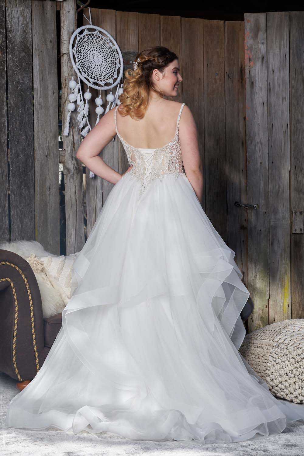 Remarkable Beaded Bodice with a Lace Up Corset Back, Horsehair Edged Ball Gown - #1316