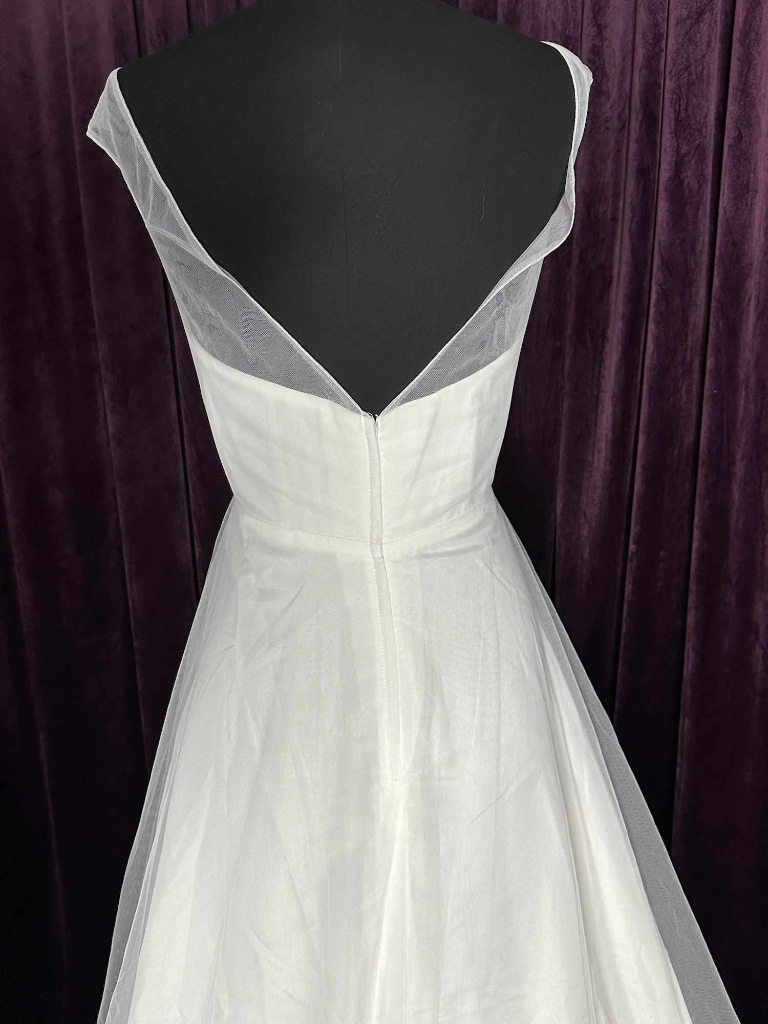 Off the Shoulder Neckline Tulle A-Line Skirt Wedding Dresses Online - #1358 Sizing Sample