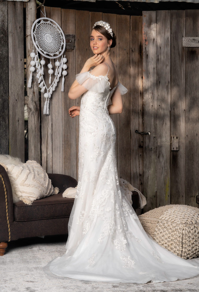 Lace Mermaid Wedding Dress with Dropped Off the Shoulder -  #1362