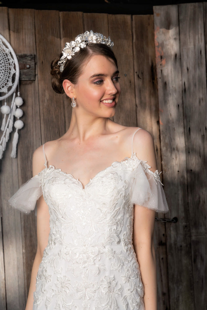Lace Mermaid Wedding Dress with Dropped Off the Shoulder -  #1362