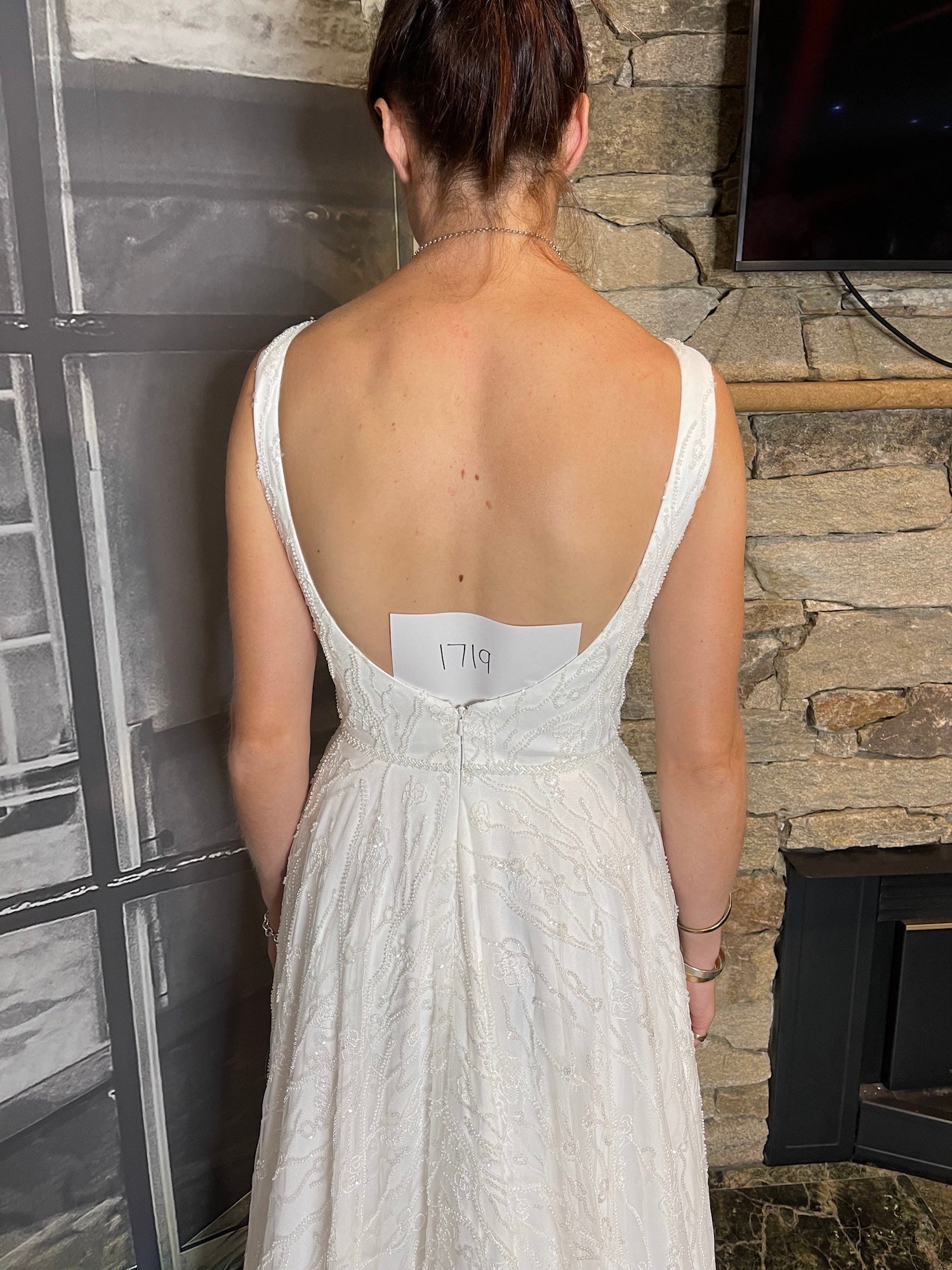 *NEW* Ivory Scoop Neckline with Low Back Fully Beaded Fabric - #1719