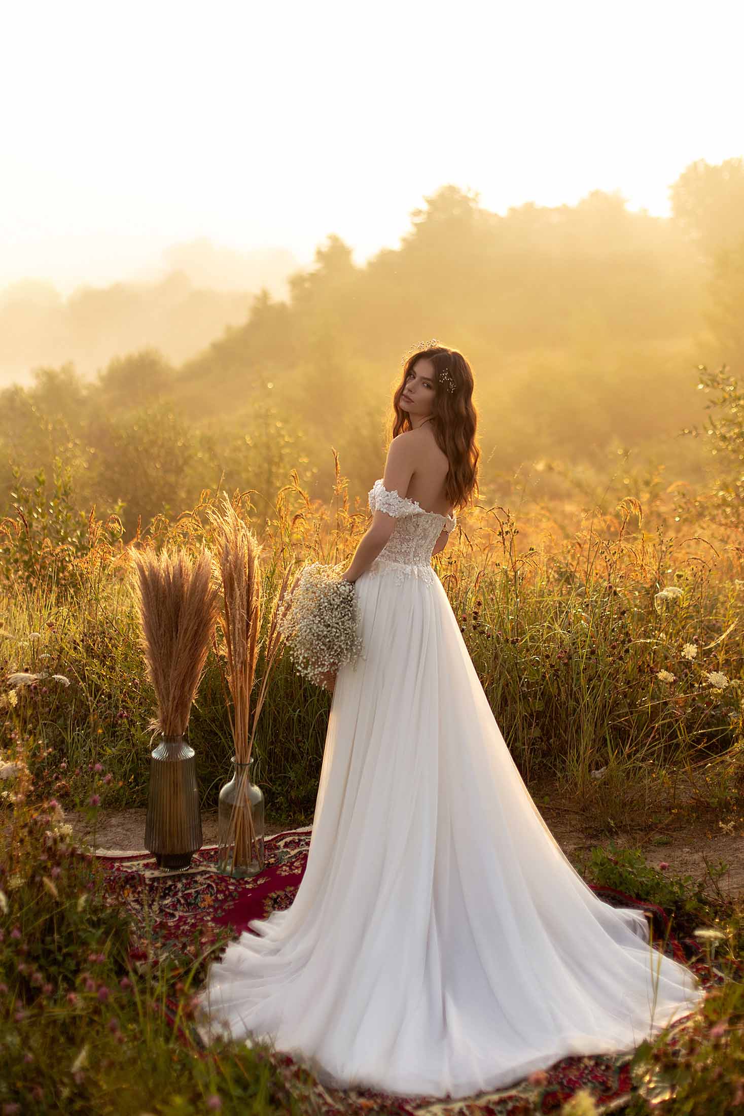 Made To Order #Andrea - Whimsical Aria Bride Wedding Dress Lace Bodice & Chiffon Skirt