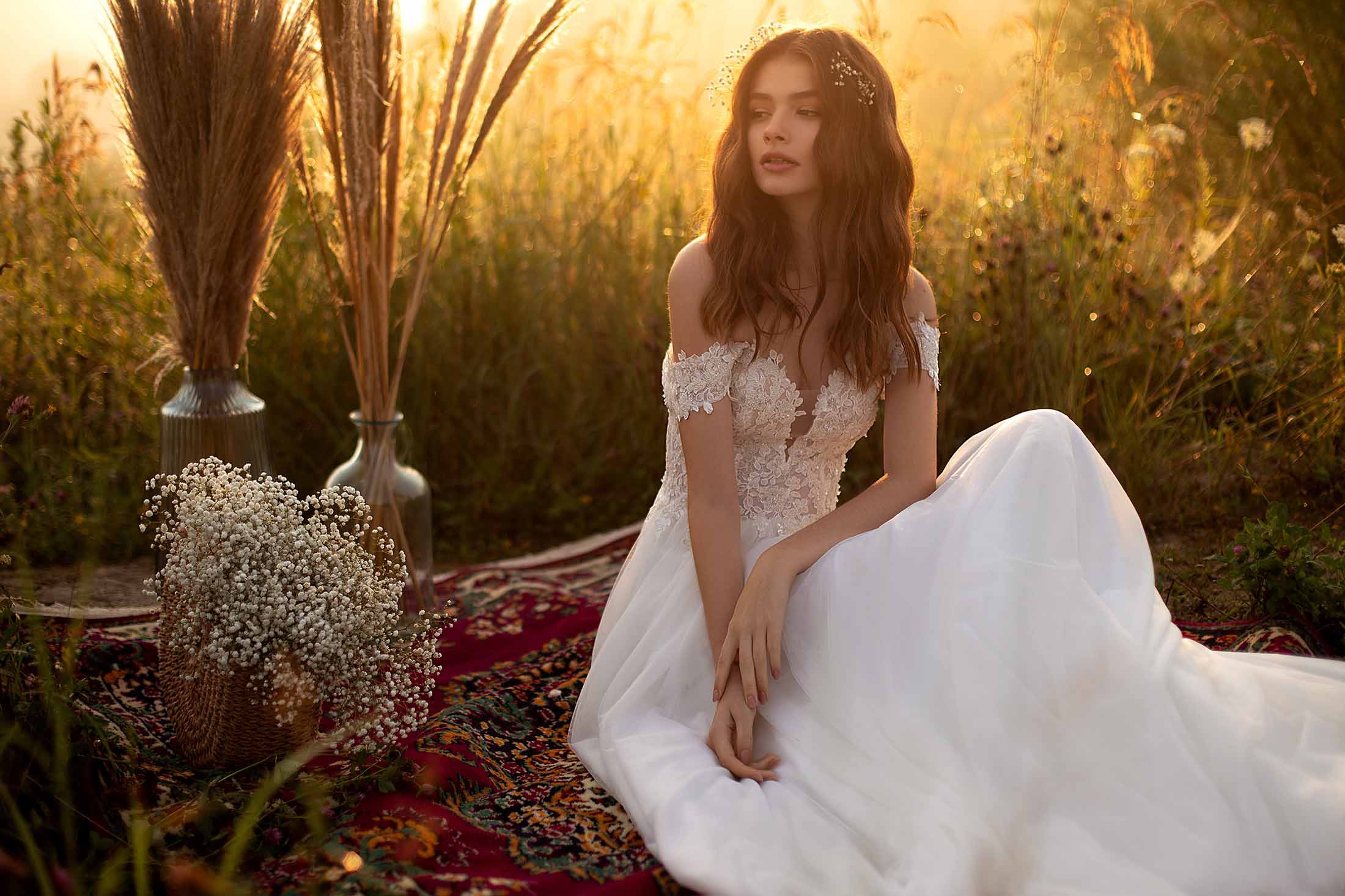 Made To Order #Andrea - Whimsical Aria Bride Wedding Dress Lace Bodice & Chiffon Skirt