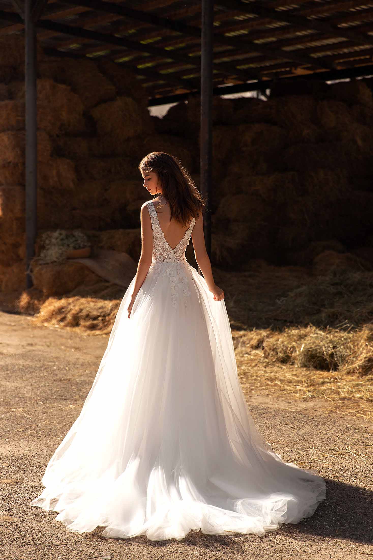 Made to Order #Anastasia - V Neckline 3D Lace, Tulle A-Line Wedding Gown
