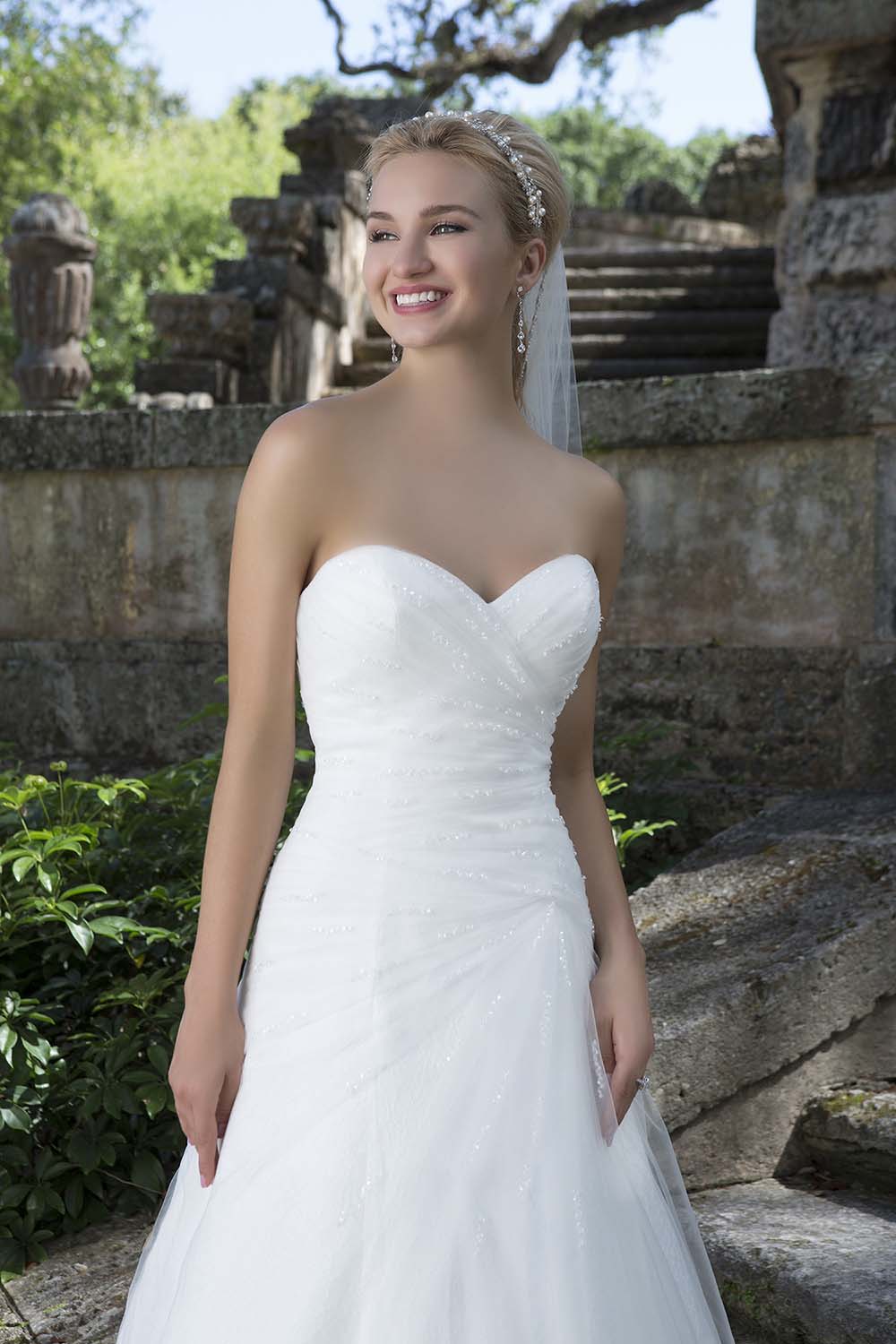 Plus Size Ivory Sweetheart Strapless Soft Tulle with Beading Size 26 - #3895