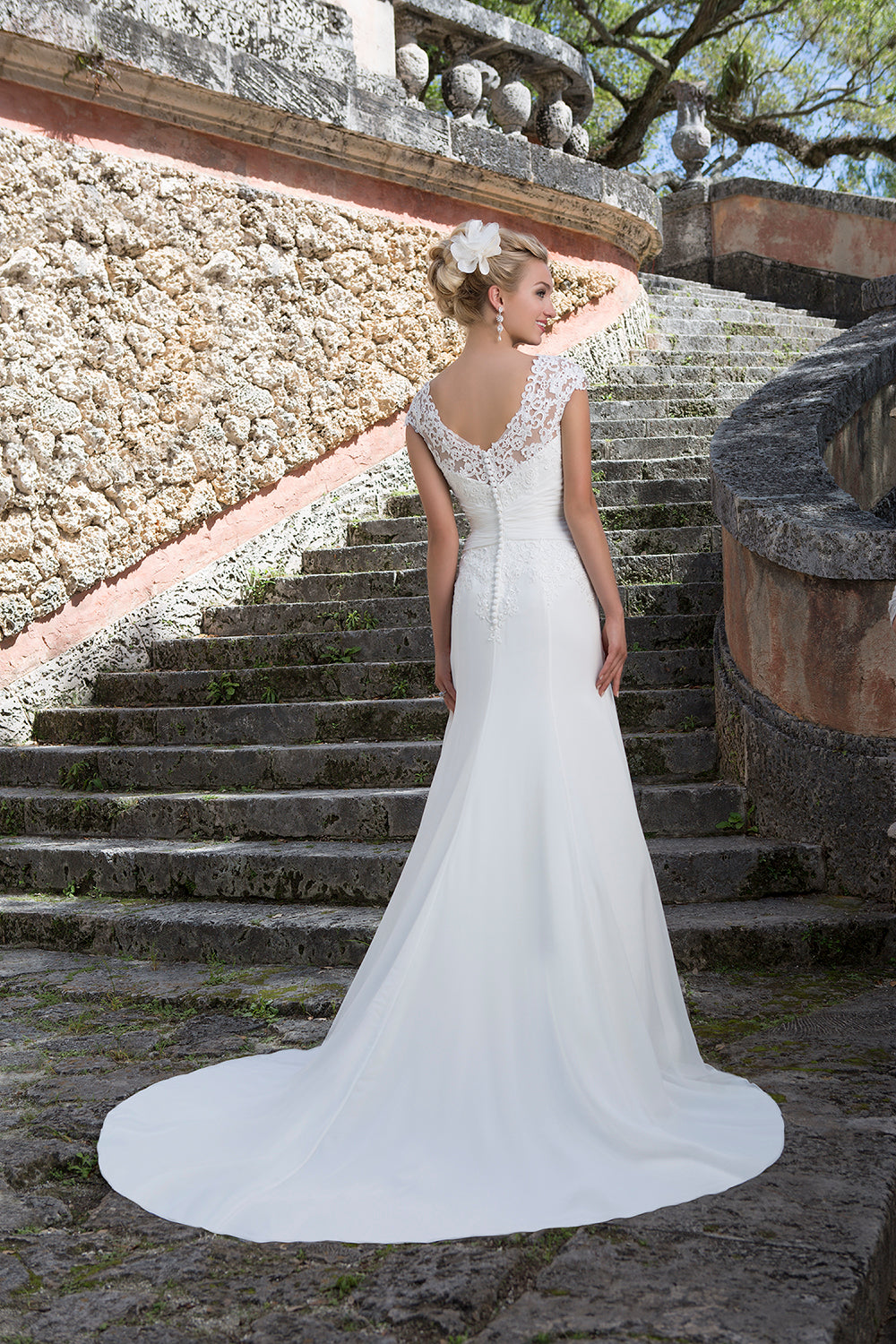 *NEW* Sincerity Bridal Sweetheart Neckline with Cap sleeves Fit & Flair Style with a V Back - #3903