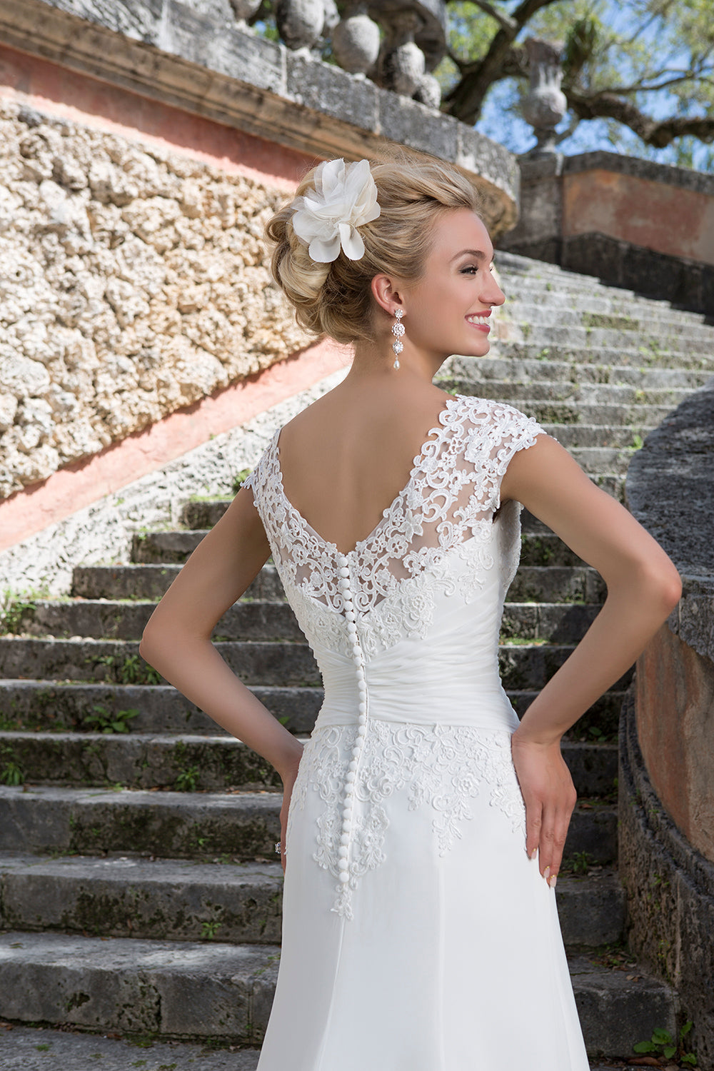 *NEW* Sincerity Bridal Sweetheart Neckline with Cap sleeves Fit & Flair Style with a V Back - #3903