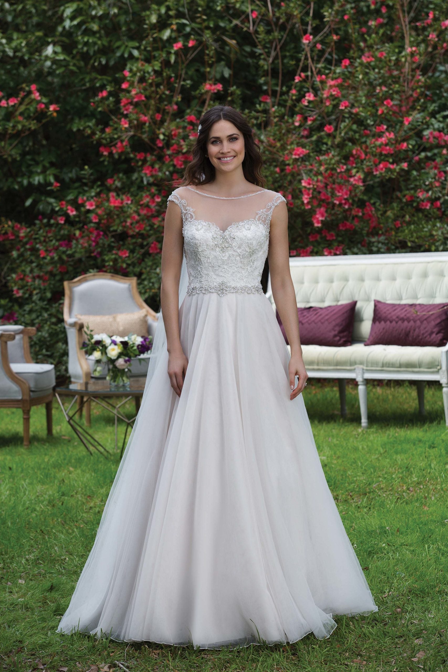 ROMANCE beautiful beaded bodice soft tulle skirt wedding dress - Mon Belle  Bridal