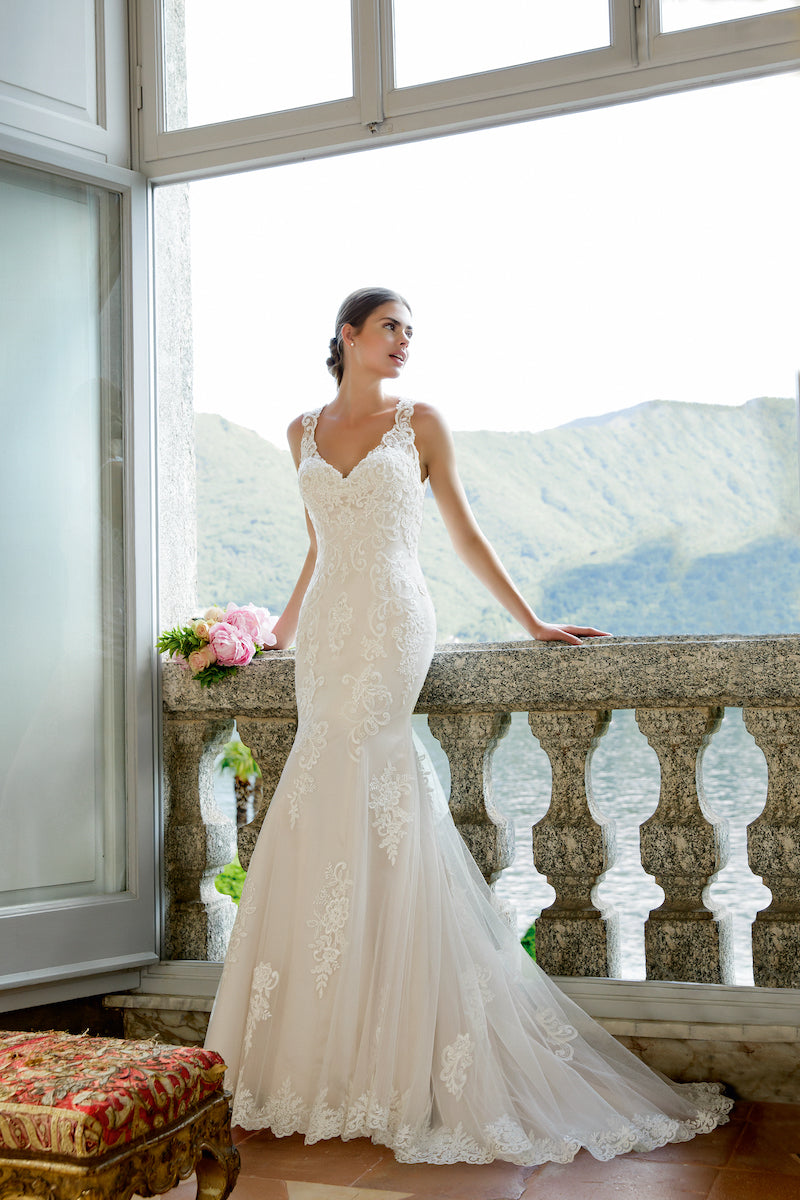 *NEW* Sincerity Satin Mermaid/Trumpet Style Wedding Dress with Lace - #44142