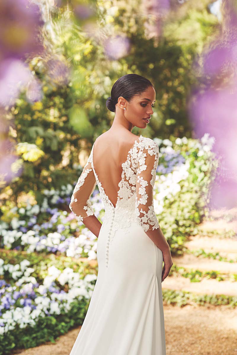 *NEW* Sincerity Chiffon Fit & Flair Bridal Gown with Lace Elbow length sleeves - #44162