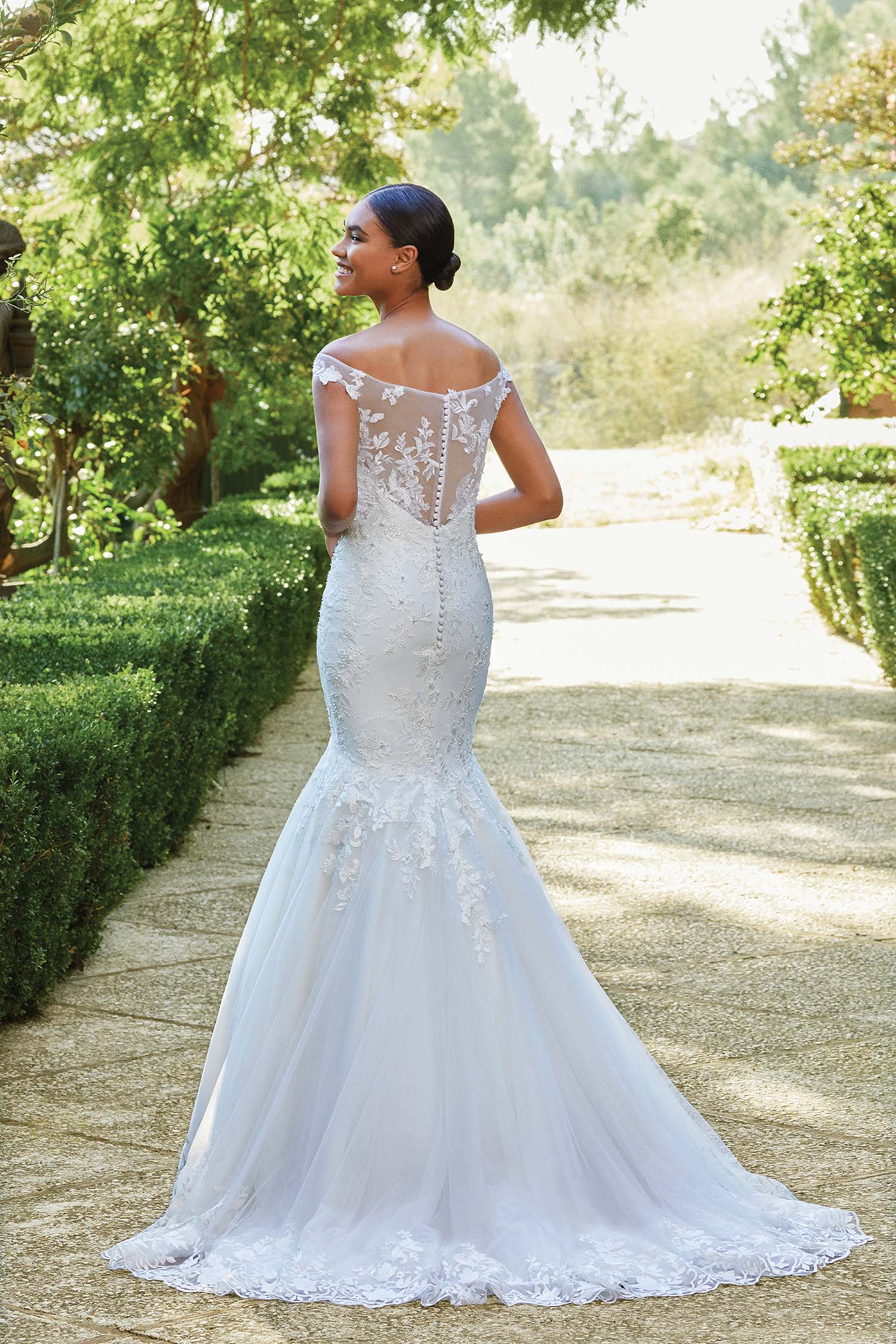 *NEW* Sincerity Fit & Flair Wide V Neckline Scattered Lace Motif Wedding Dress - #44198