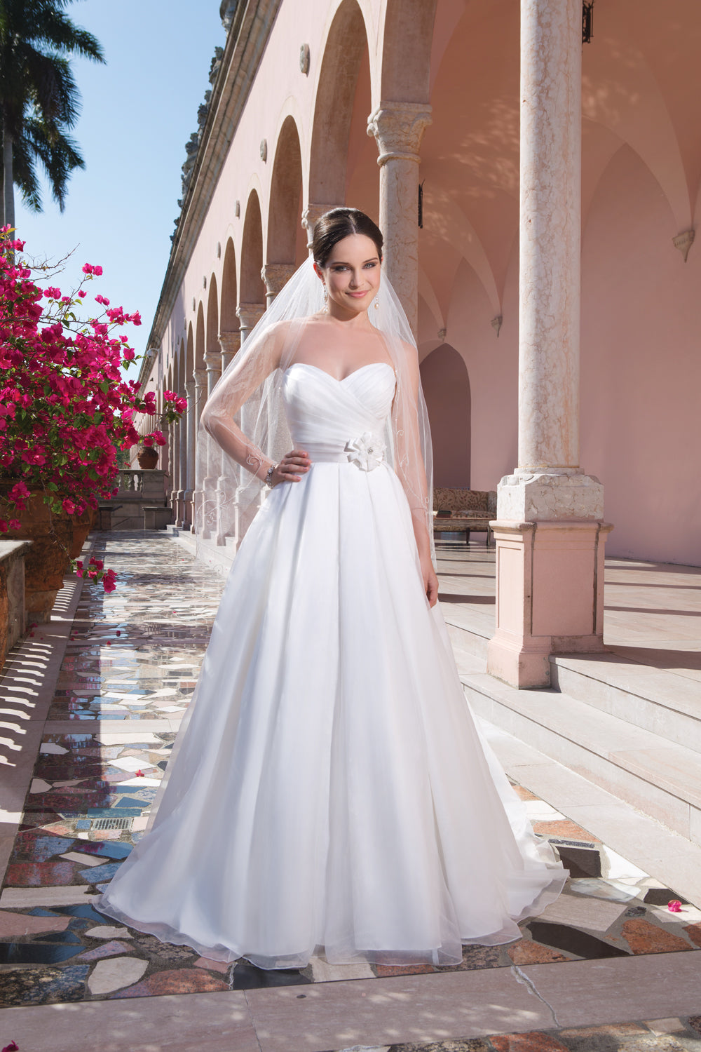 box pleat skirt wedding dress A-line Short Sleeve Overskirt Lace Satin Wedding Dress, Pleats