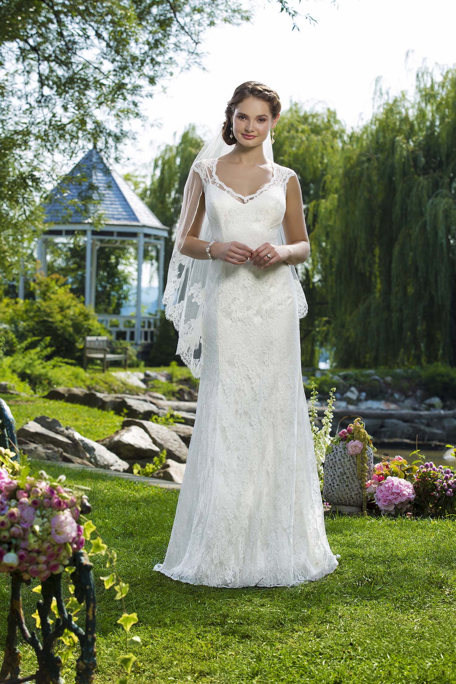 Dress with Lace Overlay, A 2-in-1 design. V neckline Bridal Dress - #6 Dress with Lace Overlay, A 2-in-1 design. V neckline Bridal Dress - #6