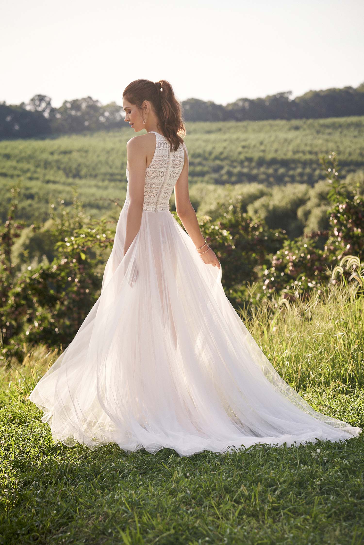 *NEW* Lillian West High Razor Neckline with Baby Tulle A-Line Skirt with Fitted Underneath - #66130