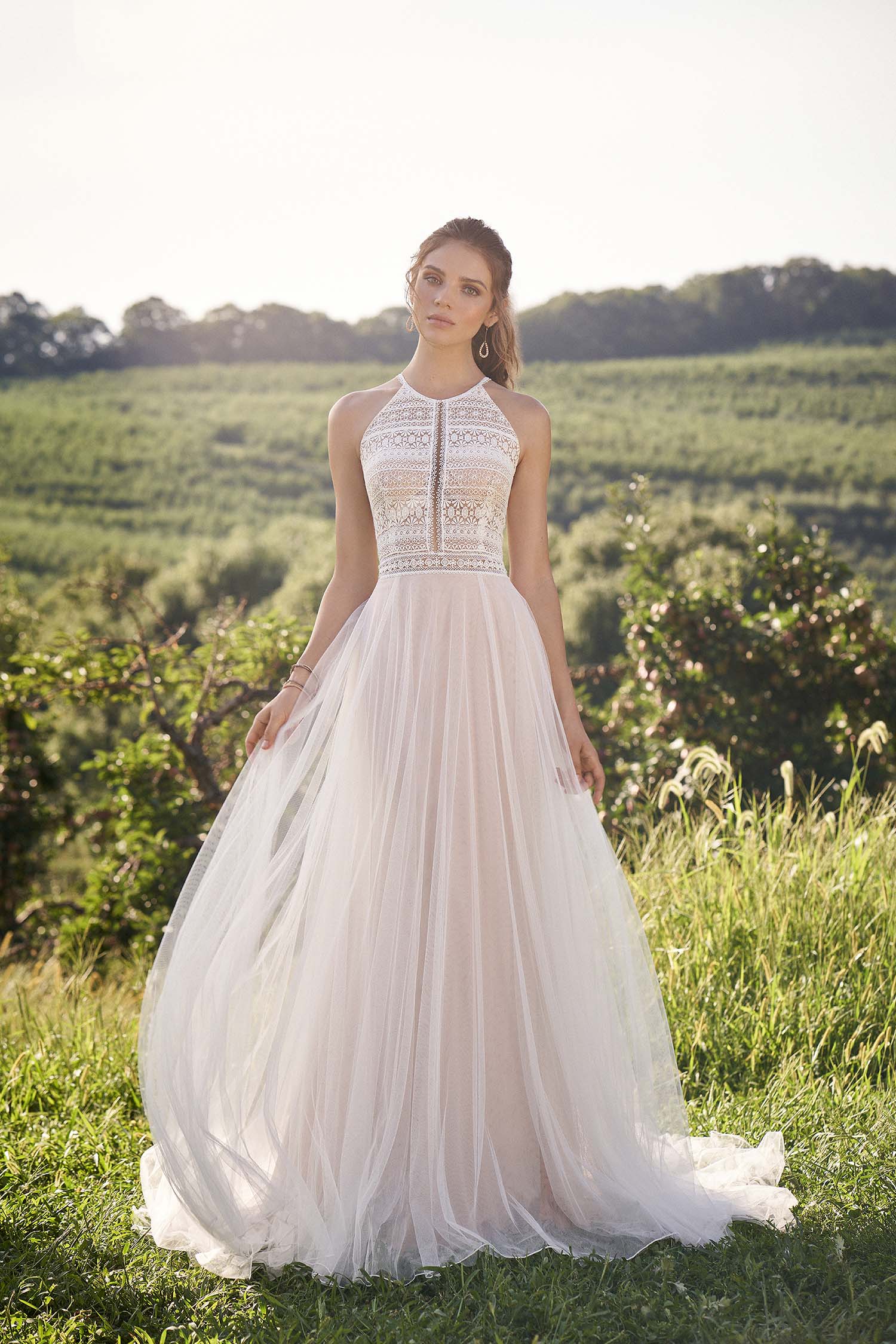 *NEW* Lillian West High Razor Neckline with Baby Tulle A-Line Skirt with Fitted Underneath - #66130
