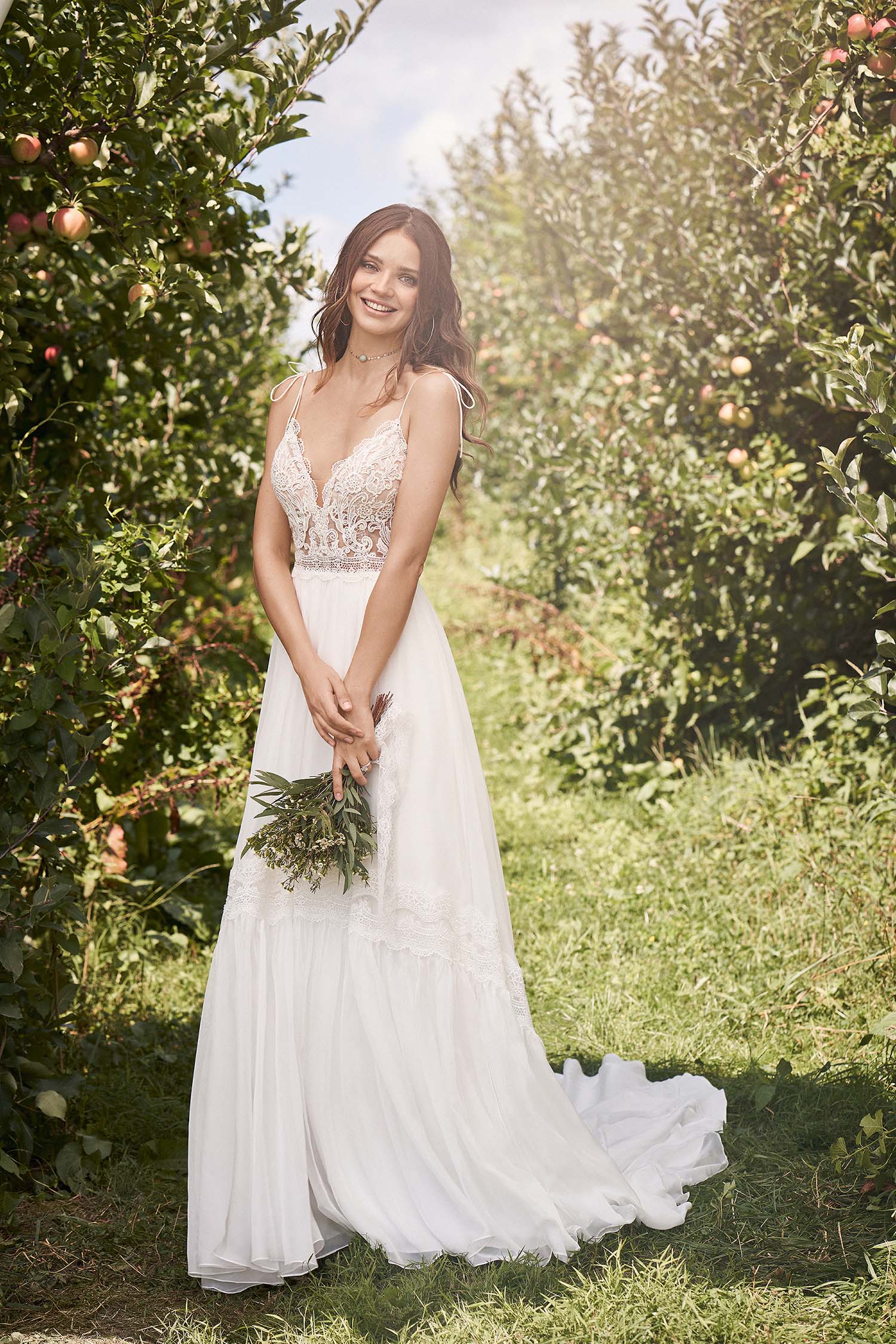 NEW* Lillian West Soft, Floaty Chiffon A-Line with V Neck & Shoestrin NEW* Lillian West Soft, Floaty Chiffon A-Line with V Neck & Shoestrin