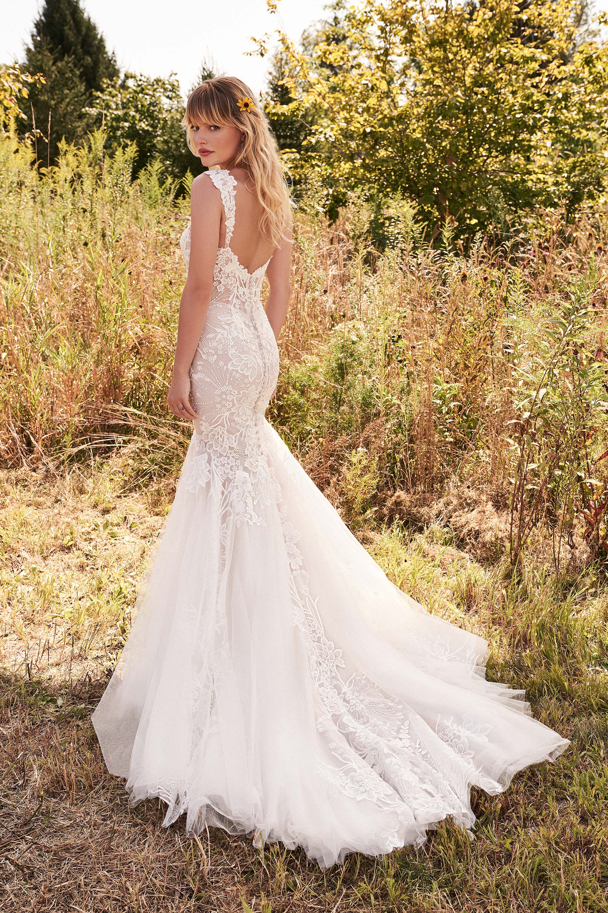 Plus Size Lillian West Fit & Flair with Gathered Lace Bottom and Stunning Low Back -  #66185 LND