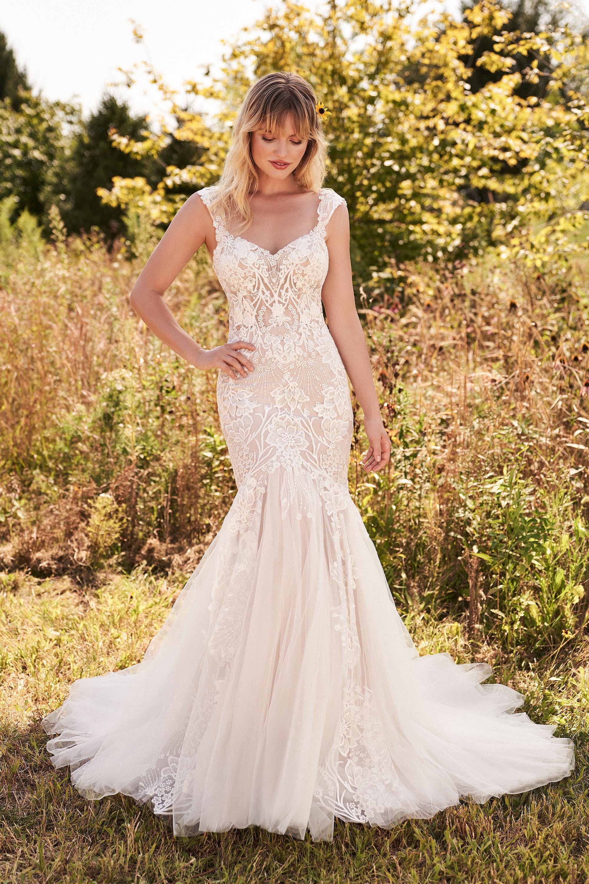 Plus Size Lillian West Fit & Flair with Gathered Lace Bottom and Stunning Low Back -  #66185 LND