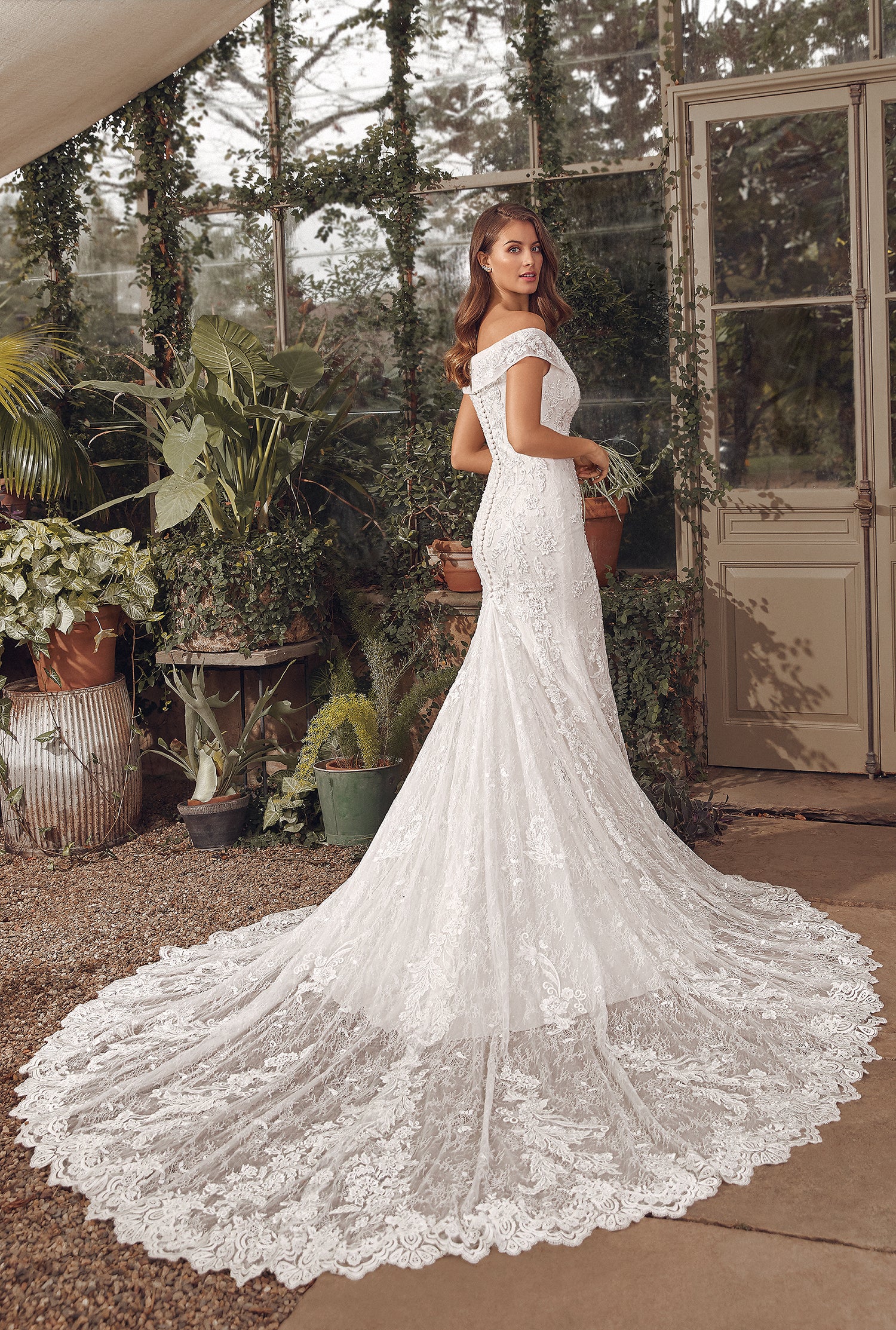 *NEW* Justin Alexander Off The Shoulder Full Lace Trumpet/Mermaid Style Size 12 - #88163