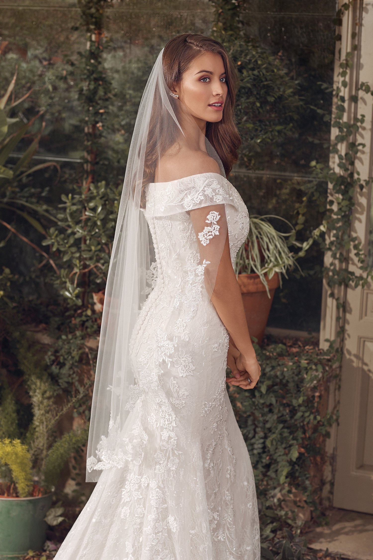 *NEW* Justin Alexander Off The Shoulder Full Lace Trumpet/Mermaid Style Size 12 - #88163