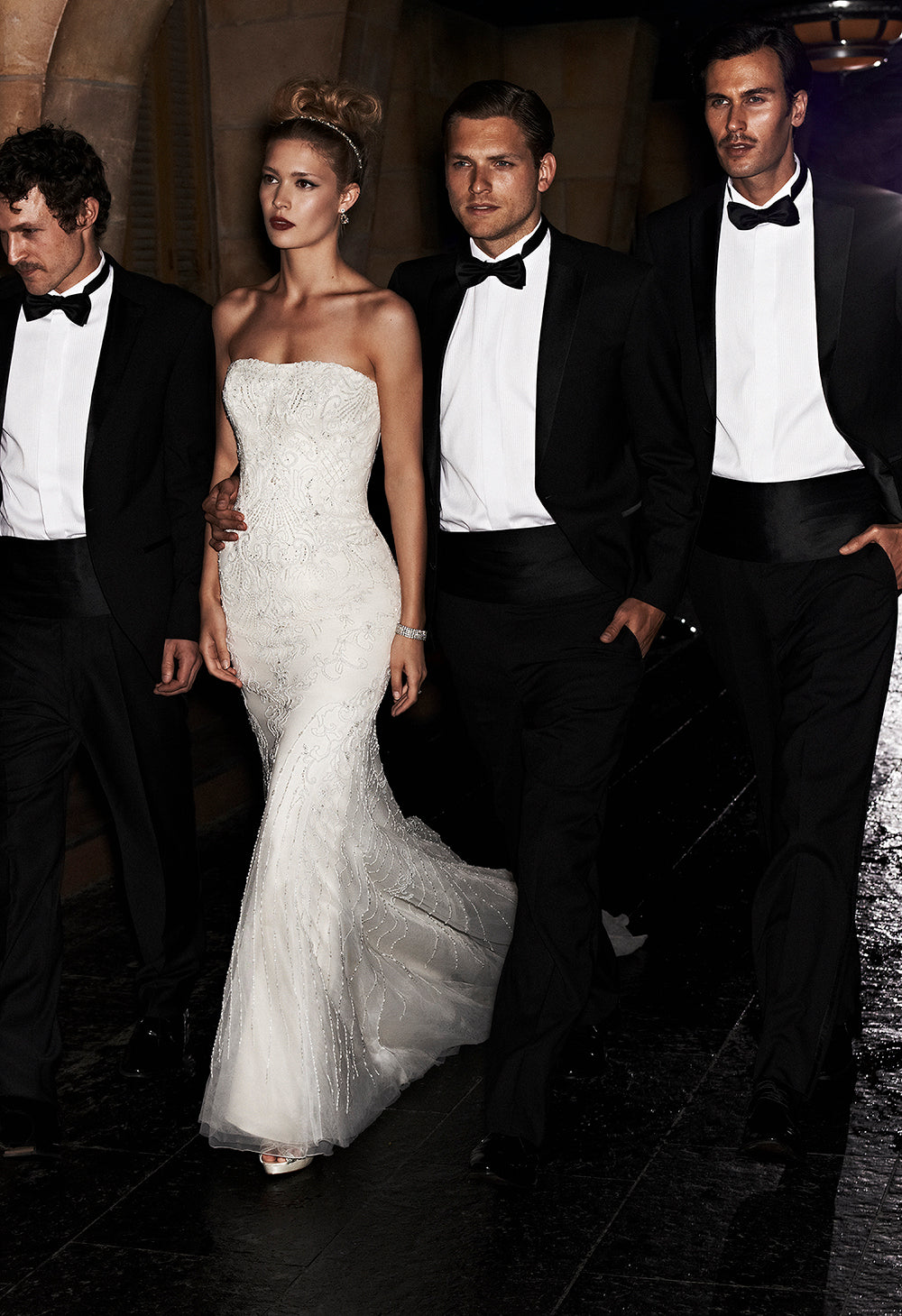 *NEW* Justin Alexander Strapless Beaded Lace Fit & Flair with Soft Baby Tulle Overlay - #8826