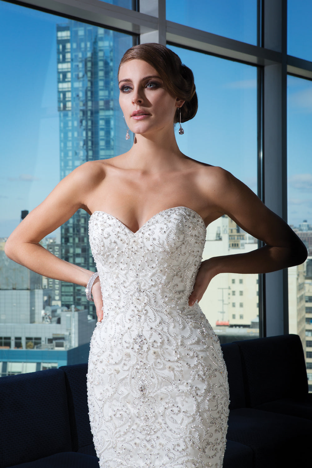 *NEW* Justin Alexander Signature Fishtail Vera Wang Style Skirt with Beaded Bodice - #9740
