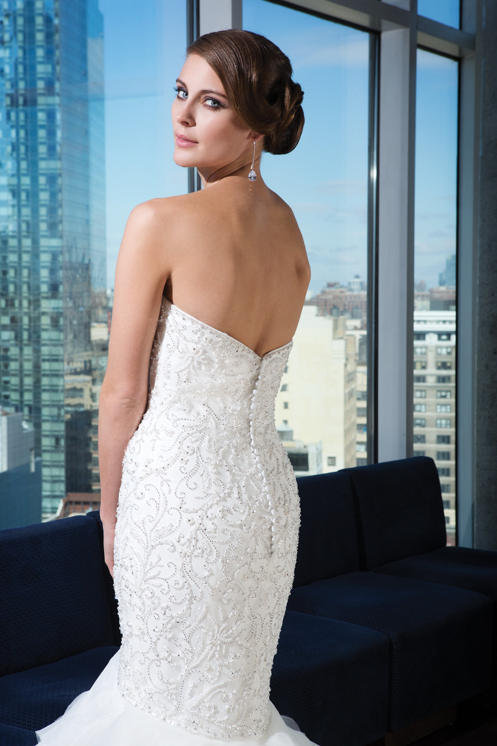 *NEW* Justin Alexander Signature Fishtail Vera Wang Style Skirt with Beaded Bodice - #9740
