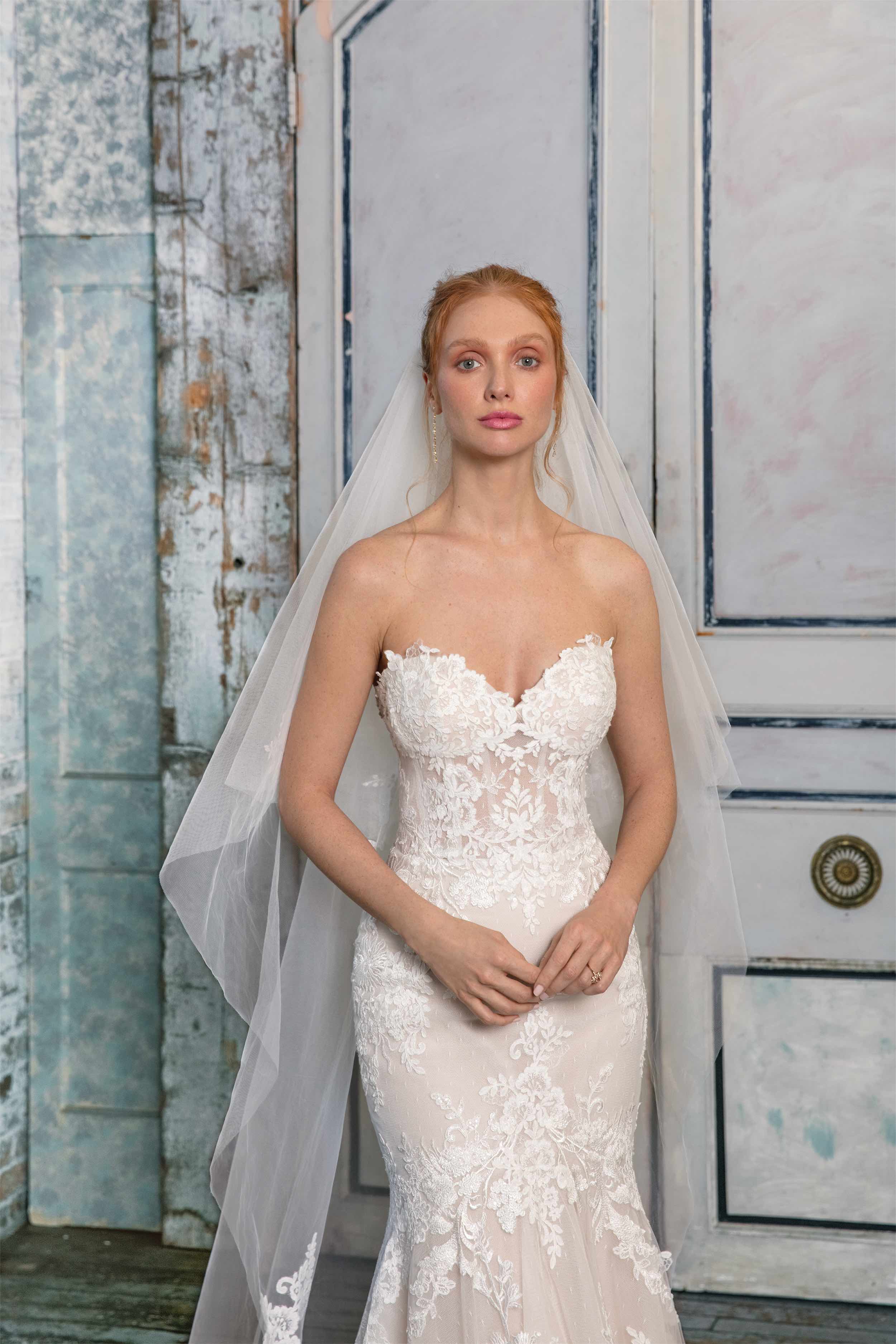 Plus Size Sweetheart Neckline, Strapless Fit & Flair Lace & Tulle Wedding Dress -  #99007