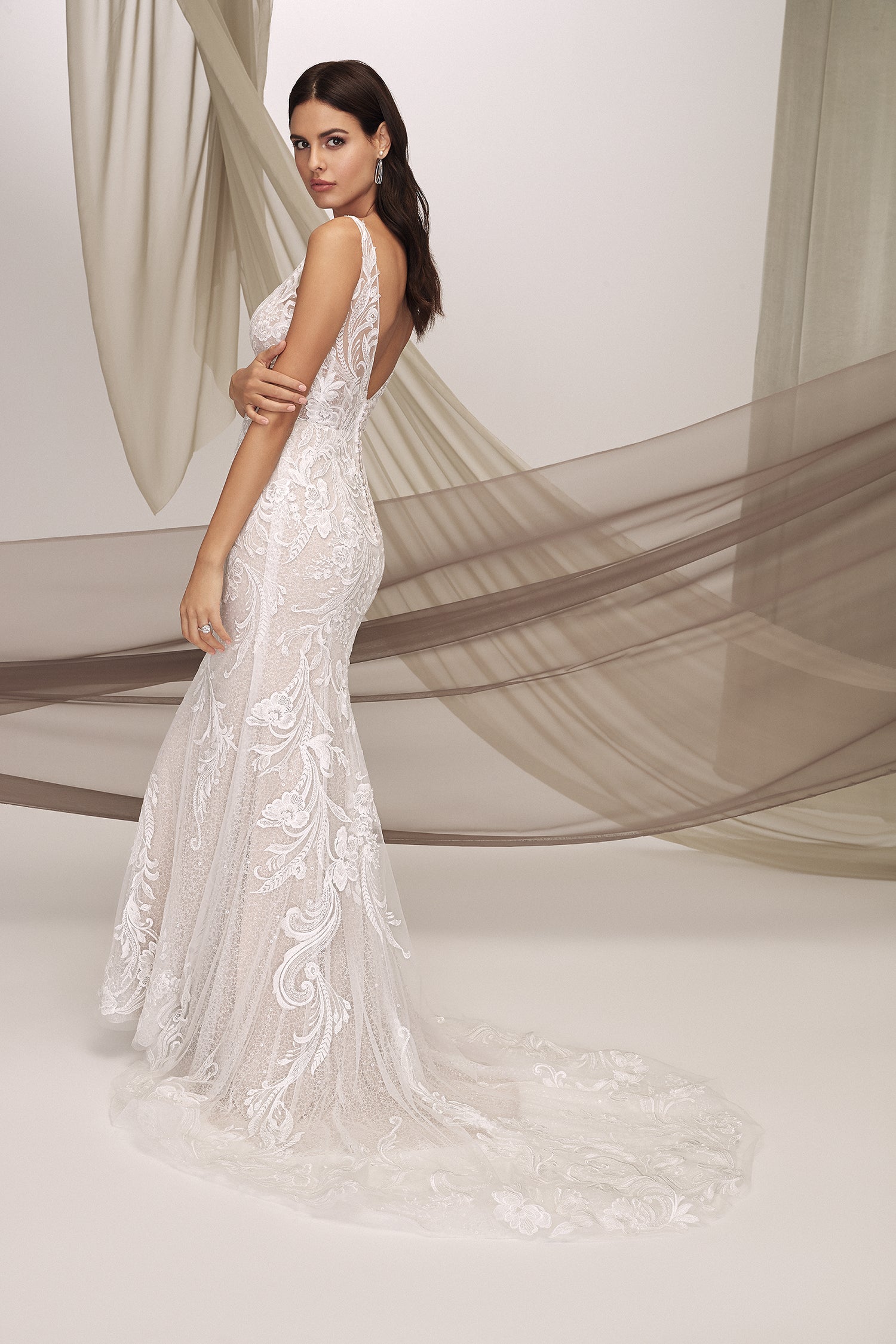 *NEW* Justin Alexander Signature Mermaid Style Full Lace with V Neckline & V Back Size 16 - #99130