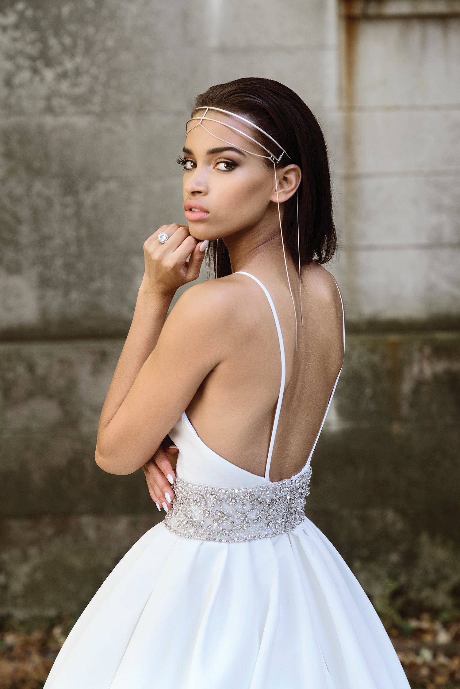 *NEW* Justin Alexander Signature Size 10 Box Pleat Mikado Ball Gown with Bikini Top and a Beautiful Bling Band - #9878